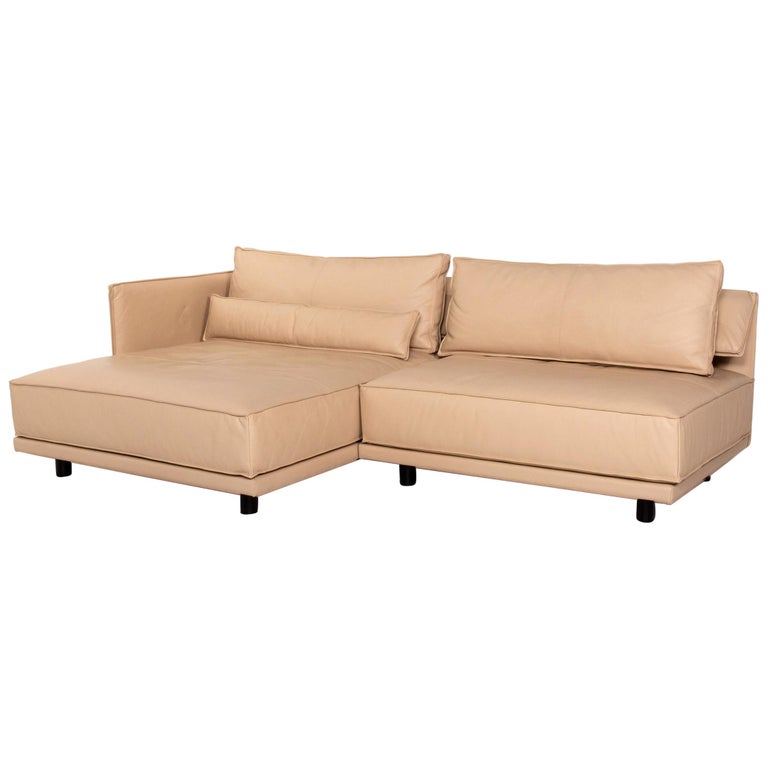 IP Design Cube Lounge Leather Corner Sofa Beige Sofa Couch For Sale at