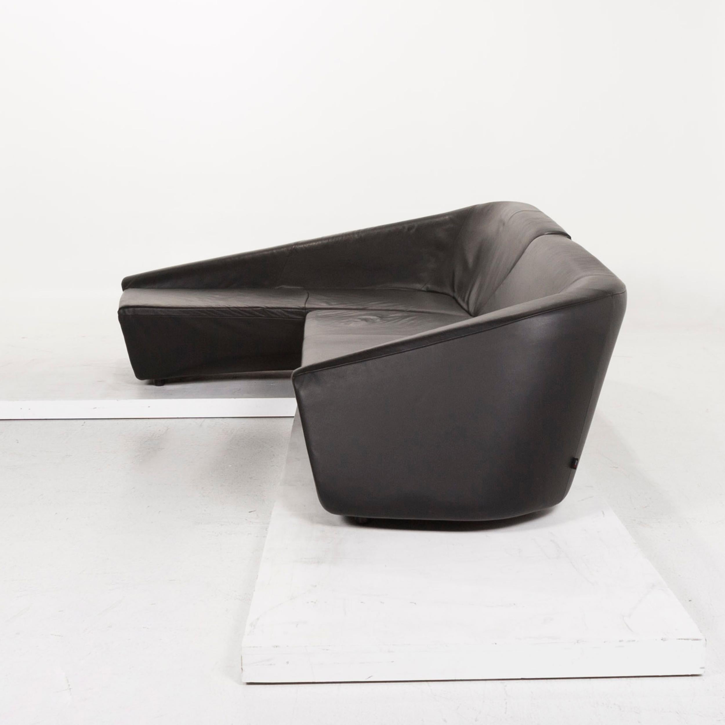 IP Design Drift Black Corner Sofa Leather Black Sofa Couch For Sale 6