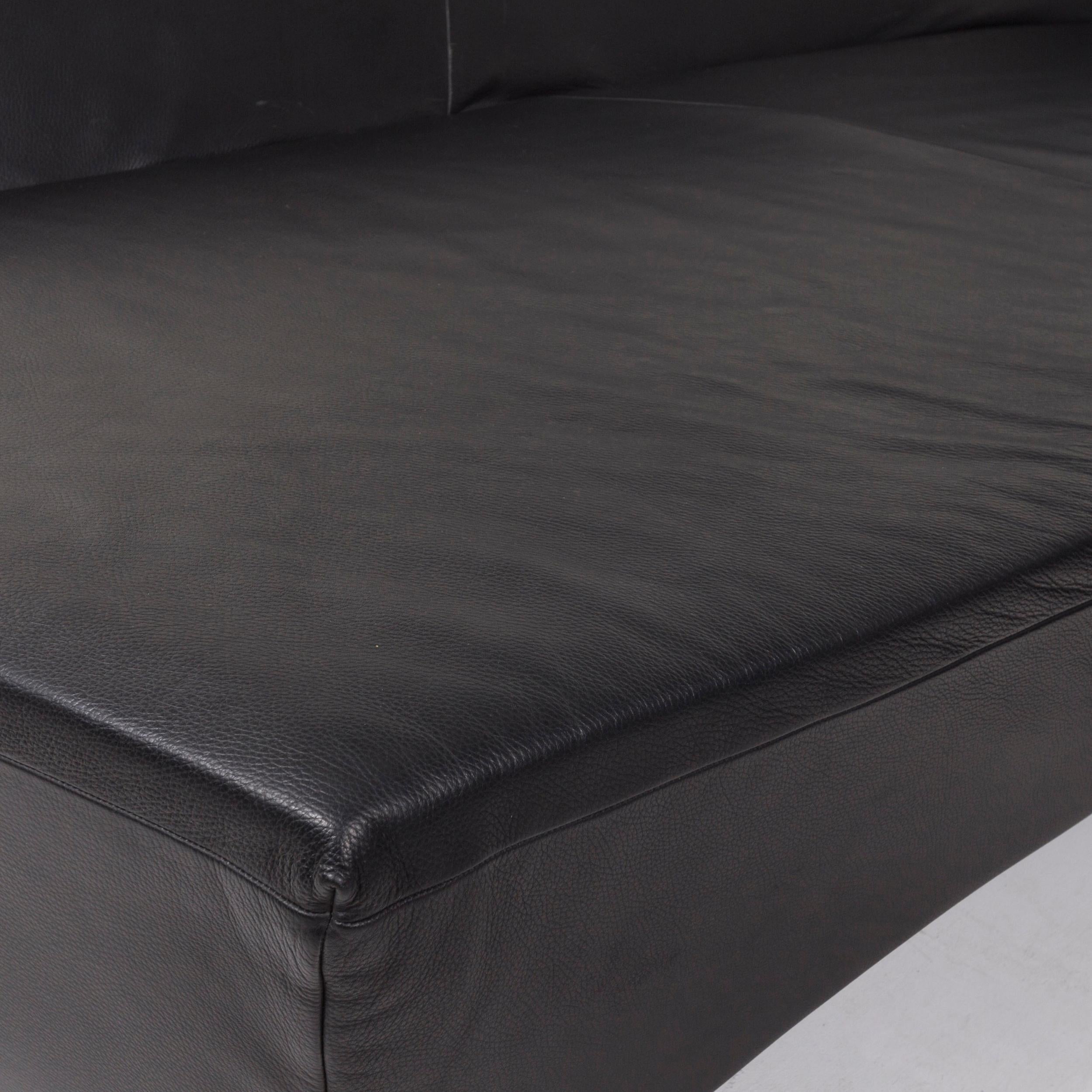 Modern IP Design Drift Black Corner Sofa Leather Black Sofa Couch For Sale