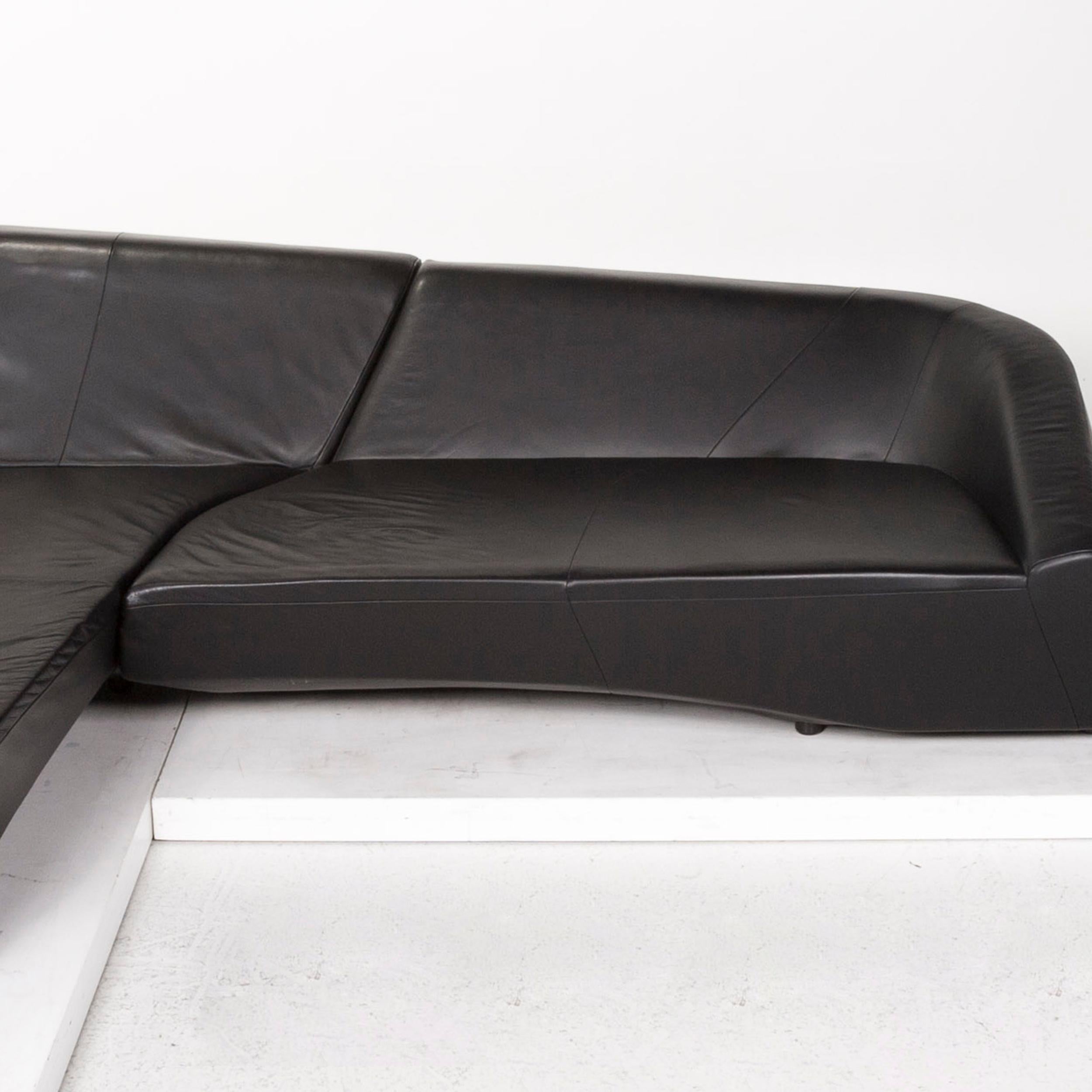 IP Design Drift Black Corner Sofa Leather Black Sofa Couch For Sale 2