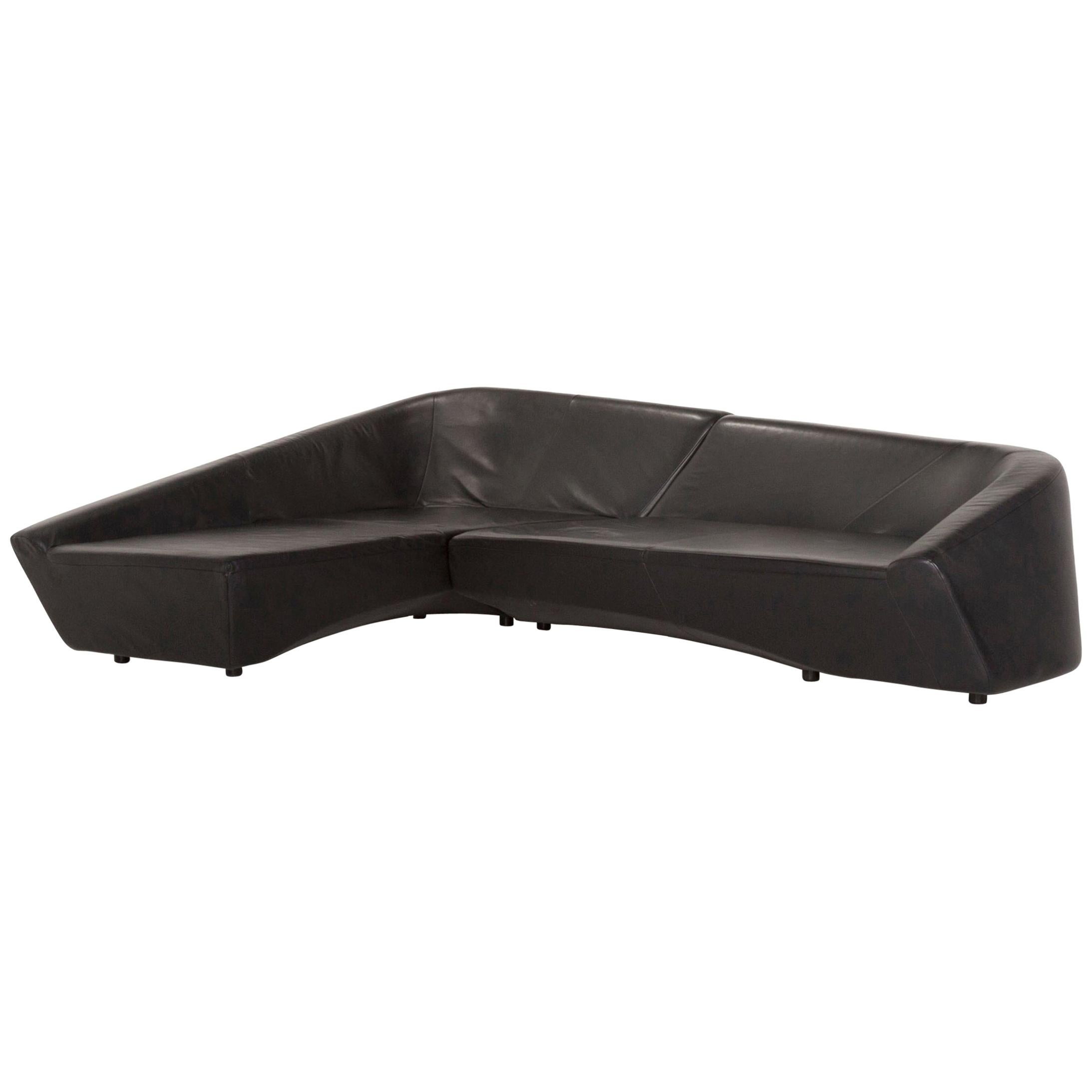 IP Design Drift Black Corner Sofa Leather Black Sofa Couch For Sale