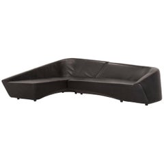 IP Design Drift Black Corner Sofa Leather Black Sofa Couch
