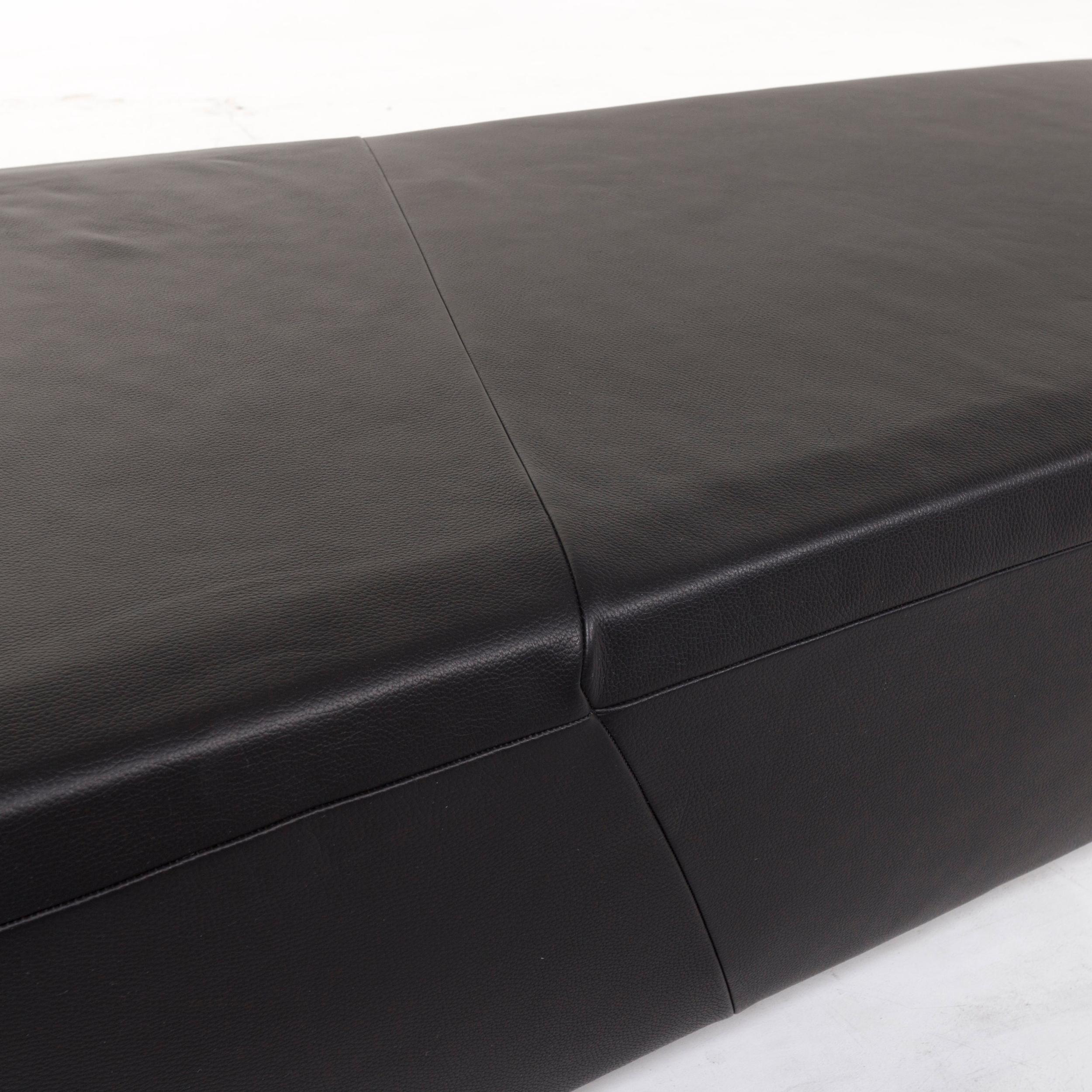 Contemporary IP Design Drift Leather Sofa Set Black 1 Corner Sofa 1 Stool