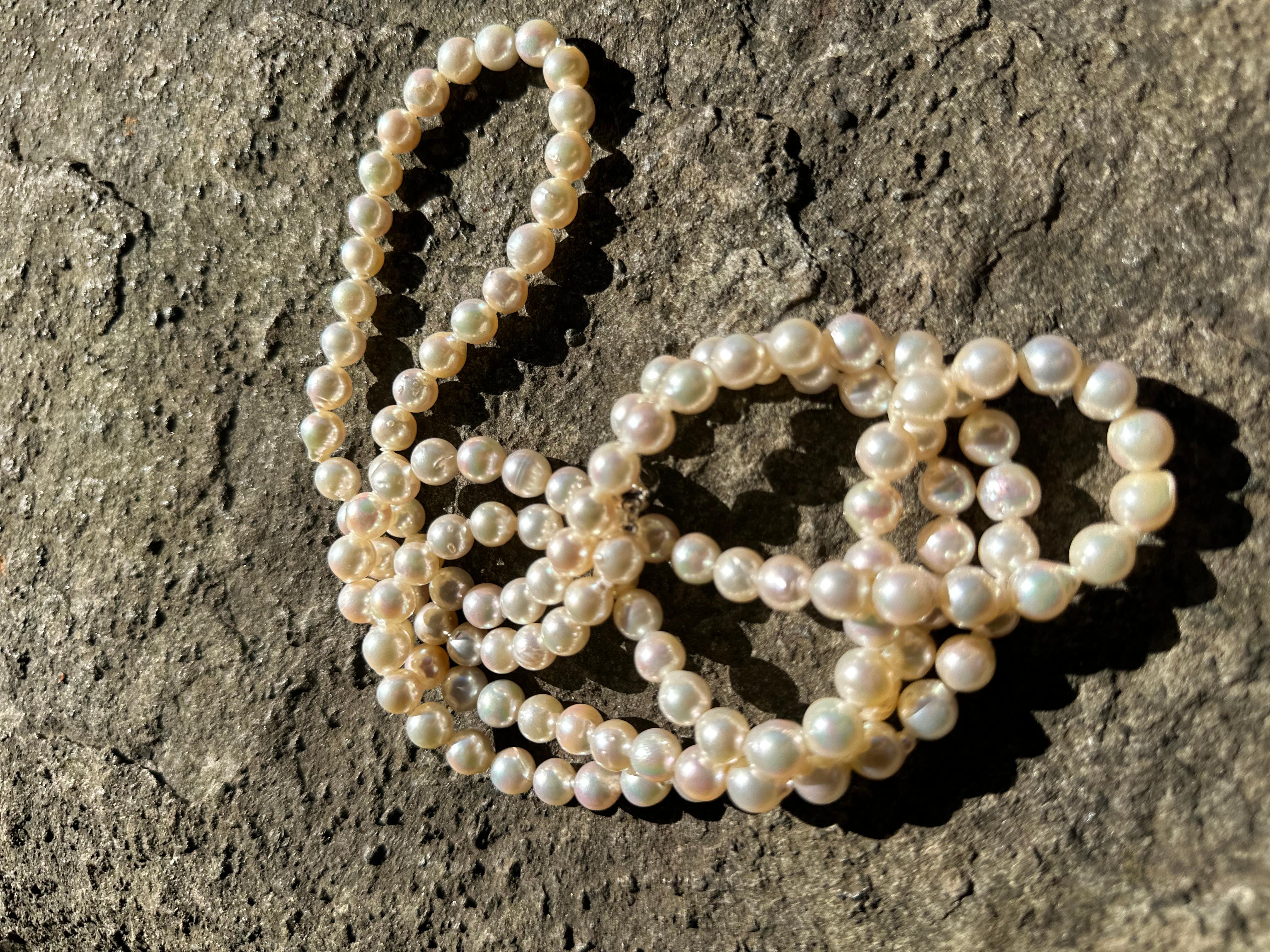 Uncut IRIS PARURE, Akoya Pearl 9.00mm×134 Necklace, Non Colored & Non Bleached Pearl For Sale
