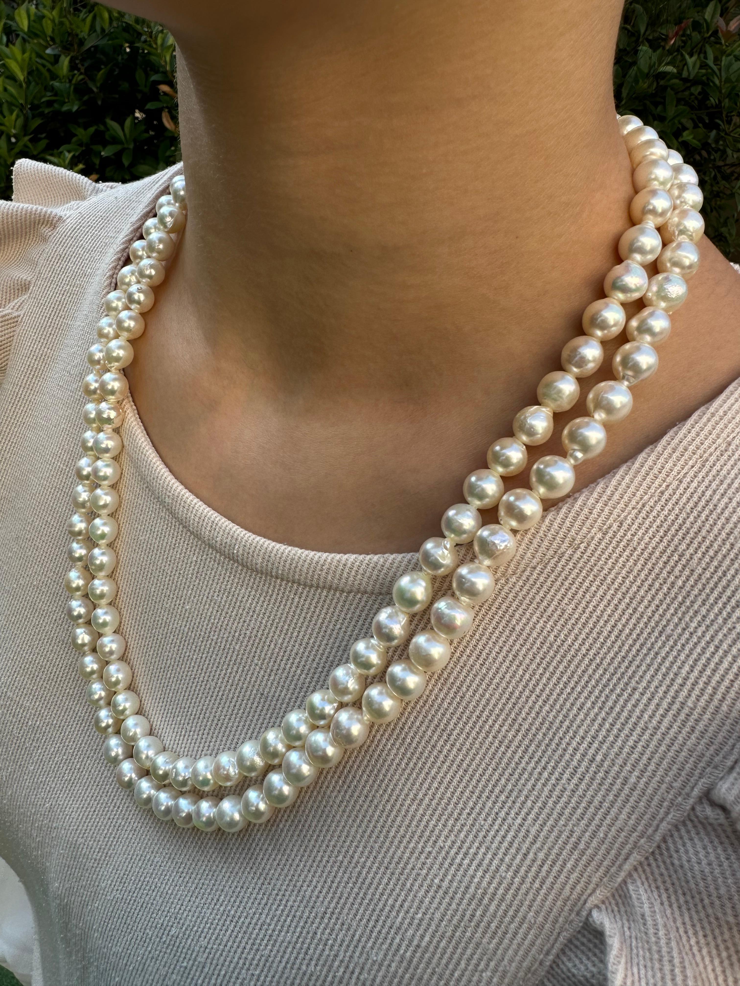 IRIS PARURE, Akoya Pearl 9.00mm×134 Necklace, Non Colored & Non Bleached Pearl In New Condition For Sale In Ehime, JP