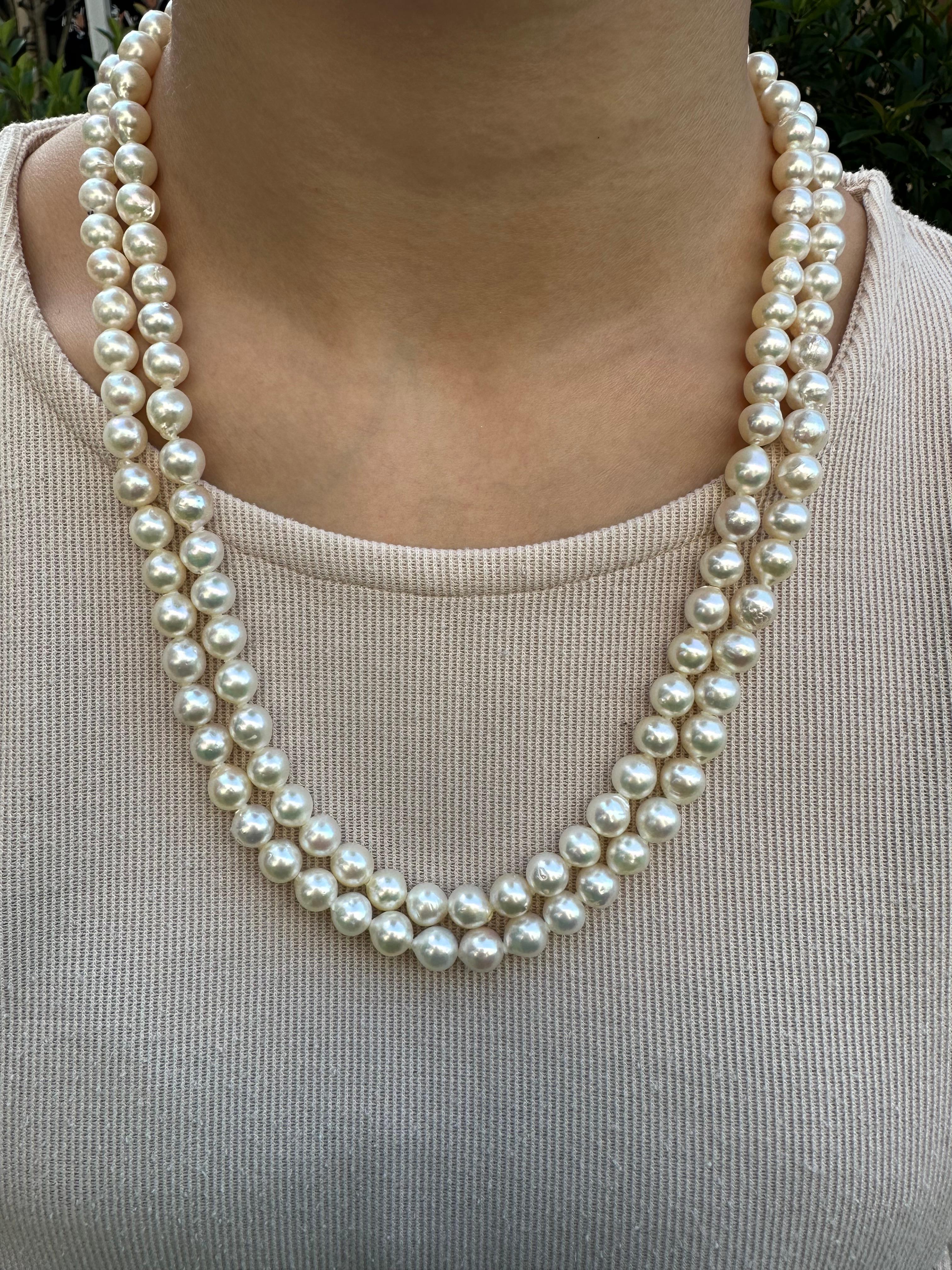 IRIS PARURE, Akoya Pearl 9.00mm×134 Necklace, Non Colored & Non Bleached Pearl For Sale 1
