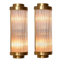 IP44 bathroom rated pair of Ravello Deco Style brass and glass Wall Lights