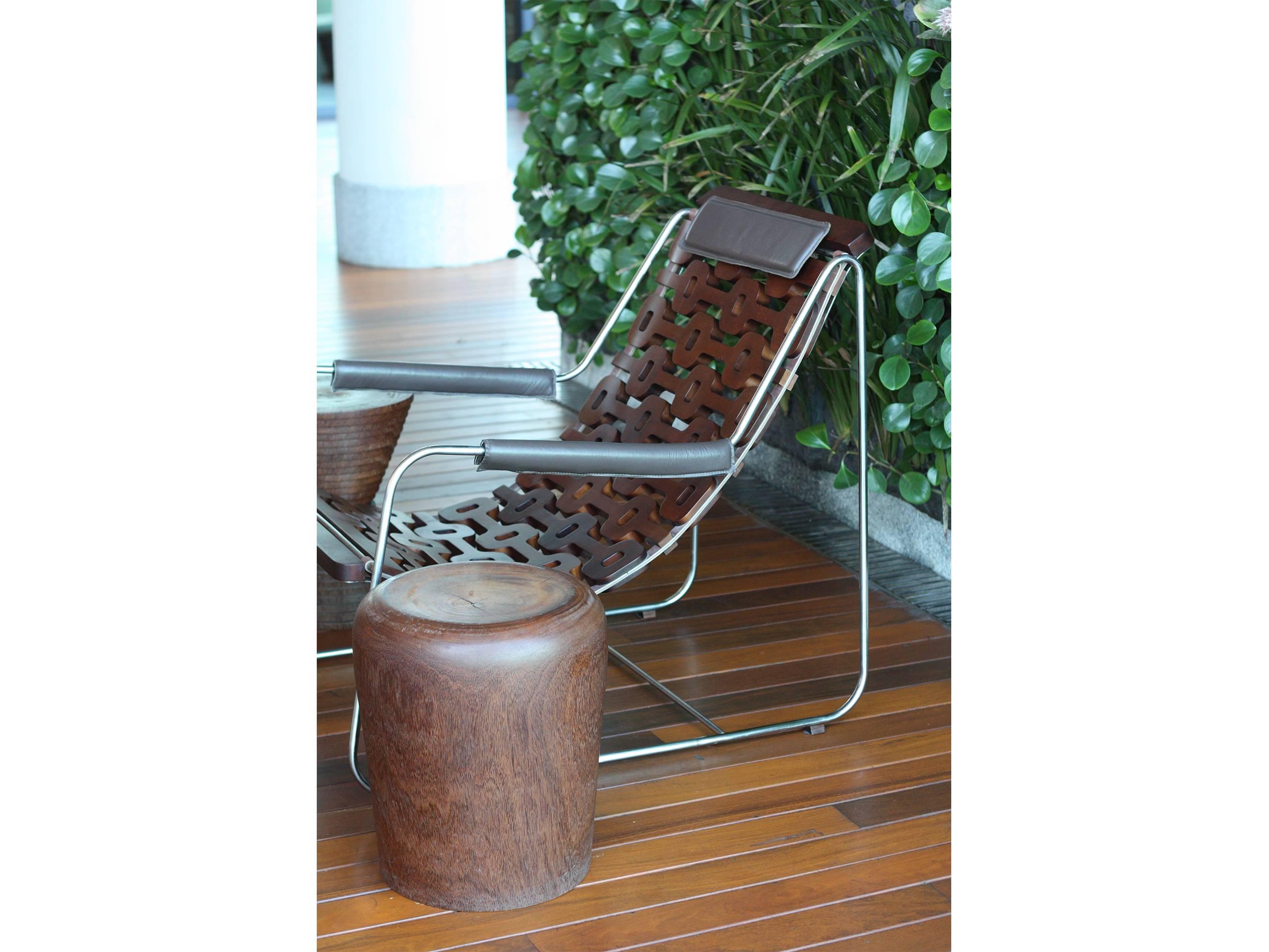 Ipanema Brazilian Contemporary Wood, Metal and Leather Armchair by Lattoog 4