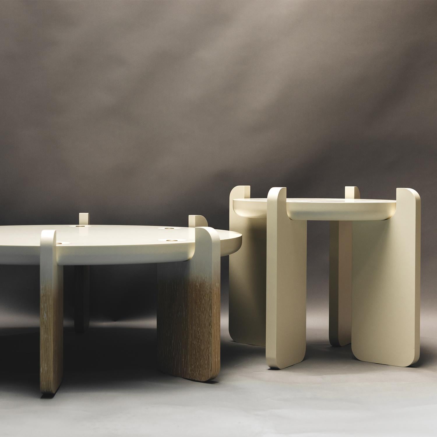 Portugais Ensemble table basse et table d'appoint Ipanema, chêne chaulé avec effet Ombre, par Duistt en vente