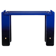 Ipanema Console Table, Blue Ombre Effect with Brass Details