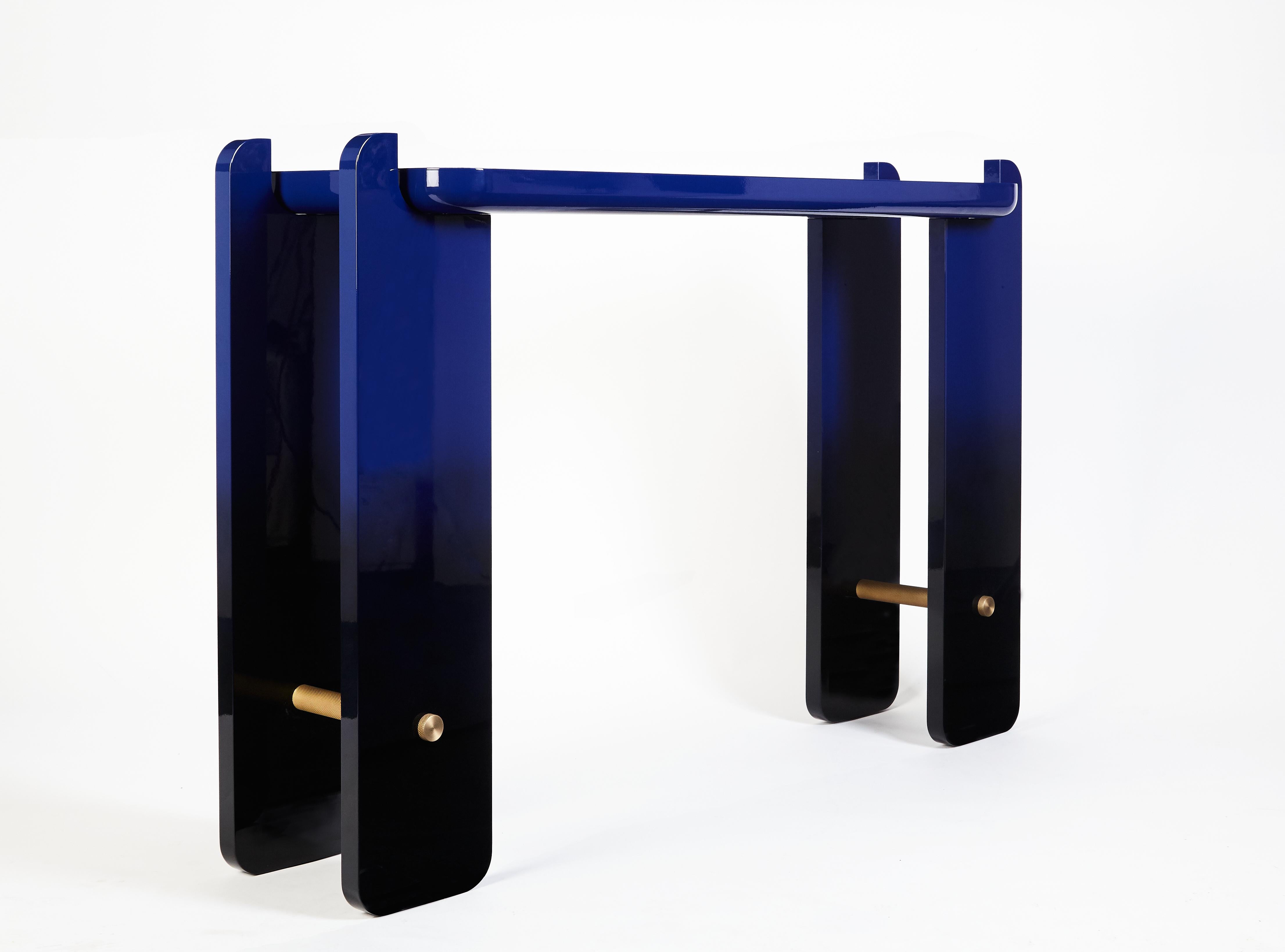 Portuguese Ipanema Console Table, Ombre Effect with Brass Details, Handcrafted by Duistt For Sale