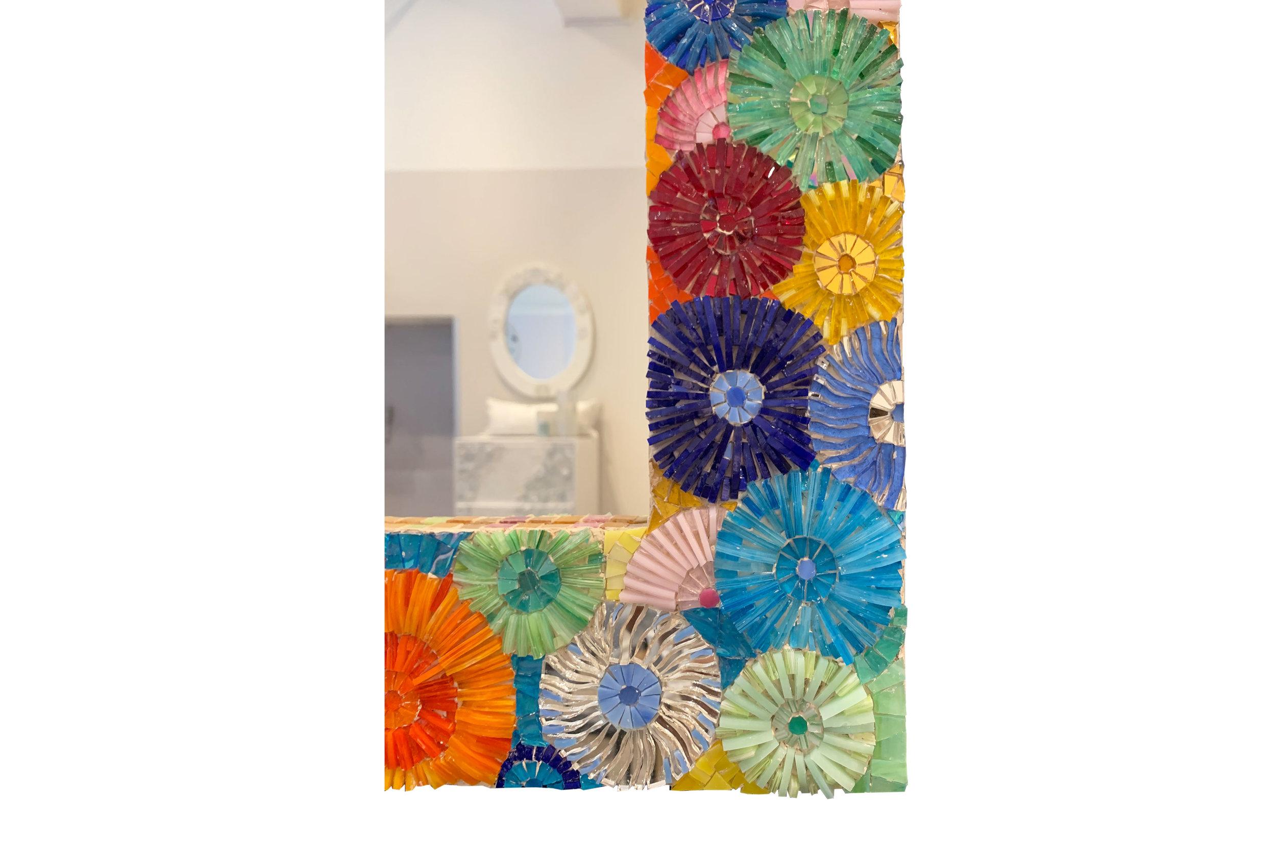 American Modern Colorful Ipanema Blossom Mosiac Mirror by Ercole Home For Sale