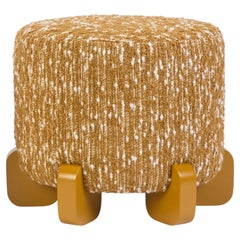 Mid-century inspired Round COM Upholstered Stool Ipanema - wood lacquered feets