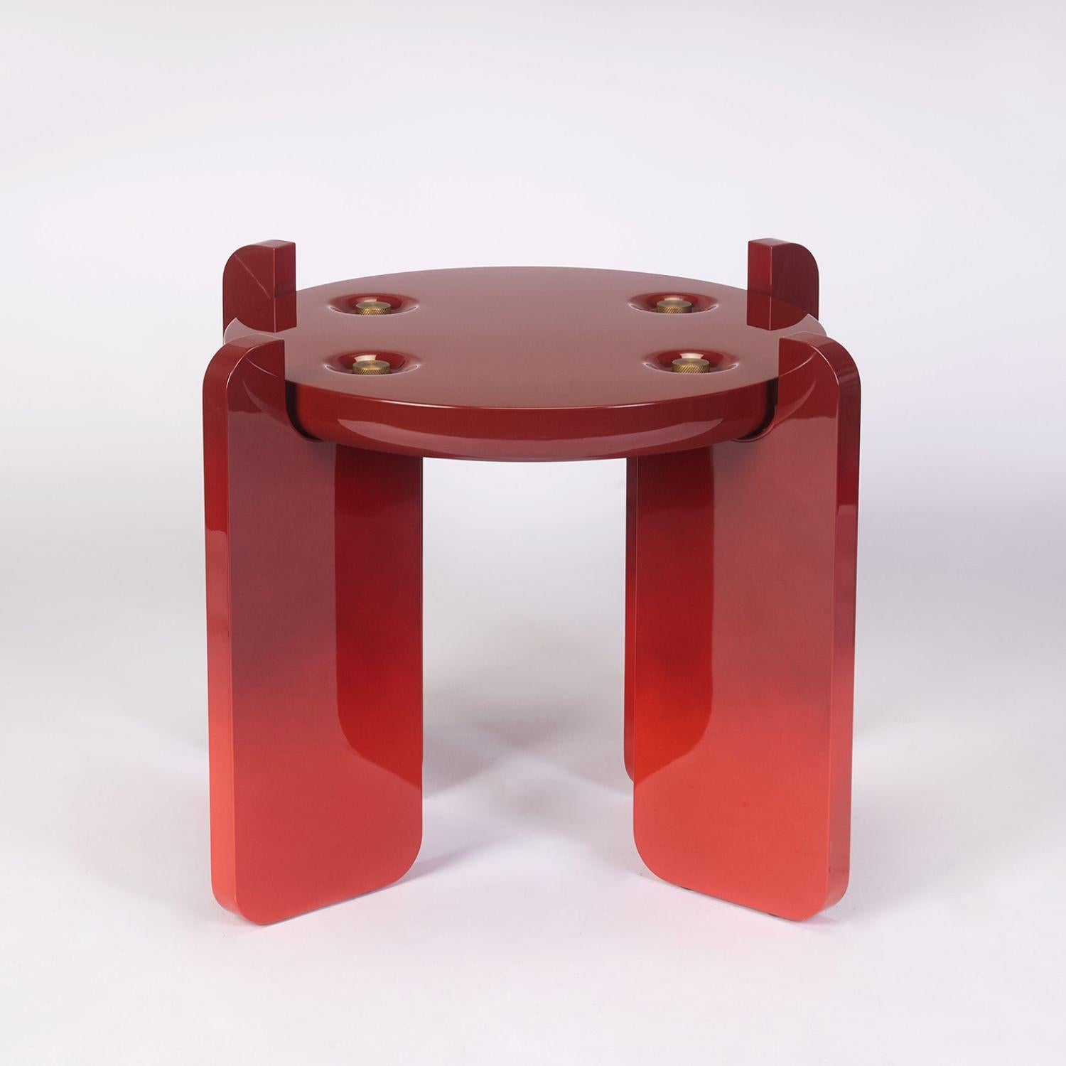 Contemporary 21st Century Ipanema Side Table, in Red Lacquered Wood, by Duistt For Sale