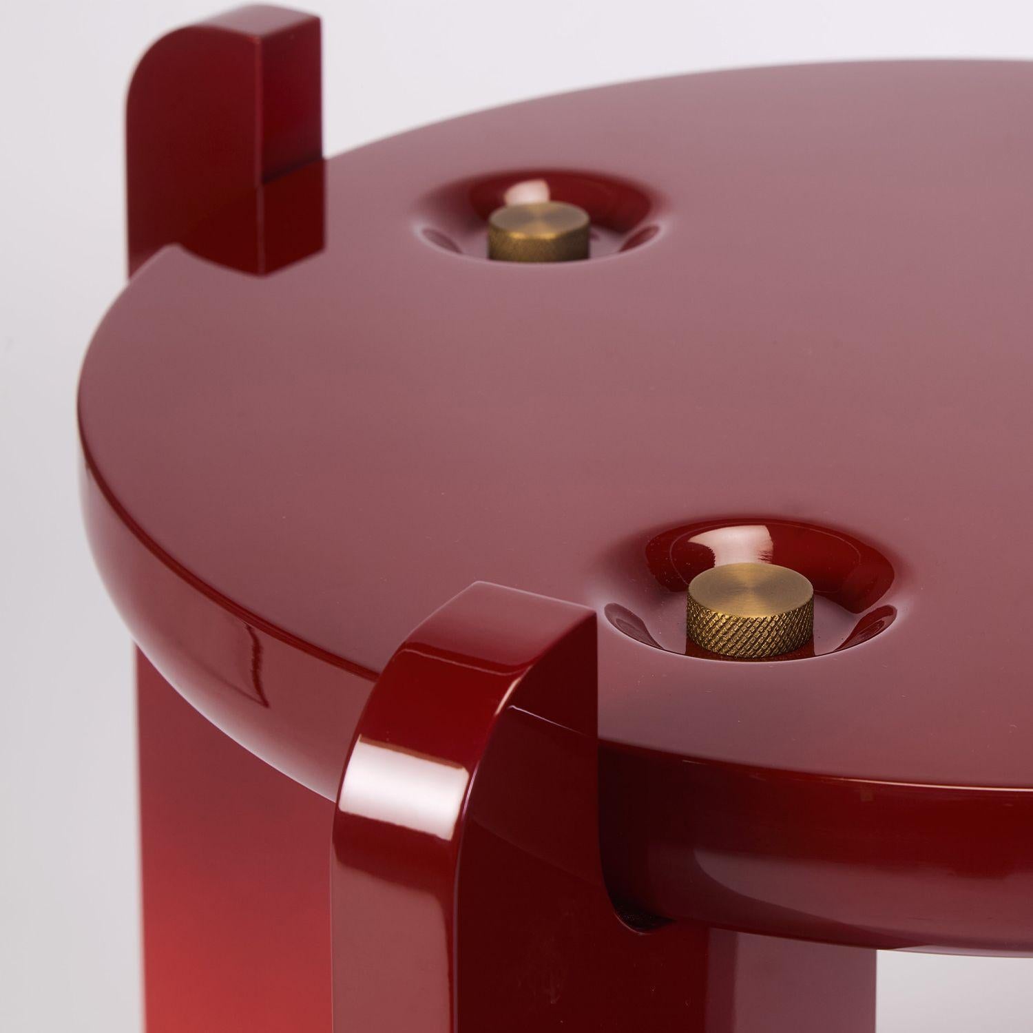 Oak 21st Century Ipanema Side Table, in Red Lacquered Wood, by Duistt For Sale