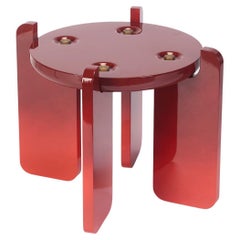 Ipanema Side Table, in Red Lacquered Wood, Handcrafted in Portugal by Duistt