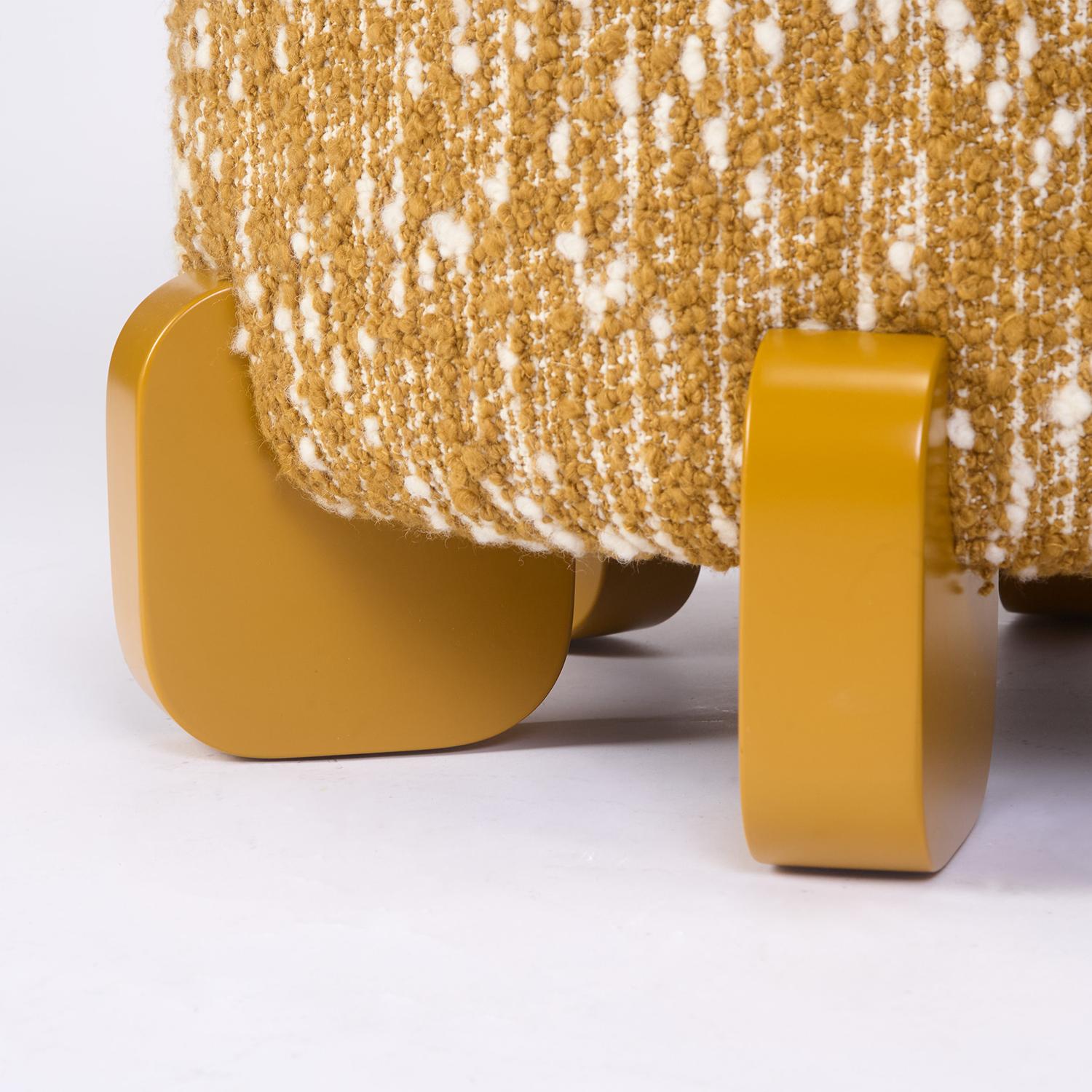Ipanema Stool, Wood Lacquered Feet by Duistt

Following the Ipanema series that refers to the imagination of the well-known sidewalk in Rio de Janeiro. The Ipanema Stools, come in two versions upholstered in a deep red woven fabric, but with two