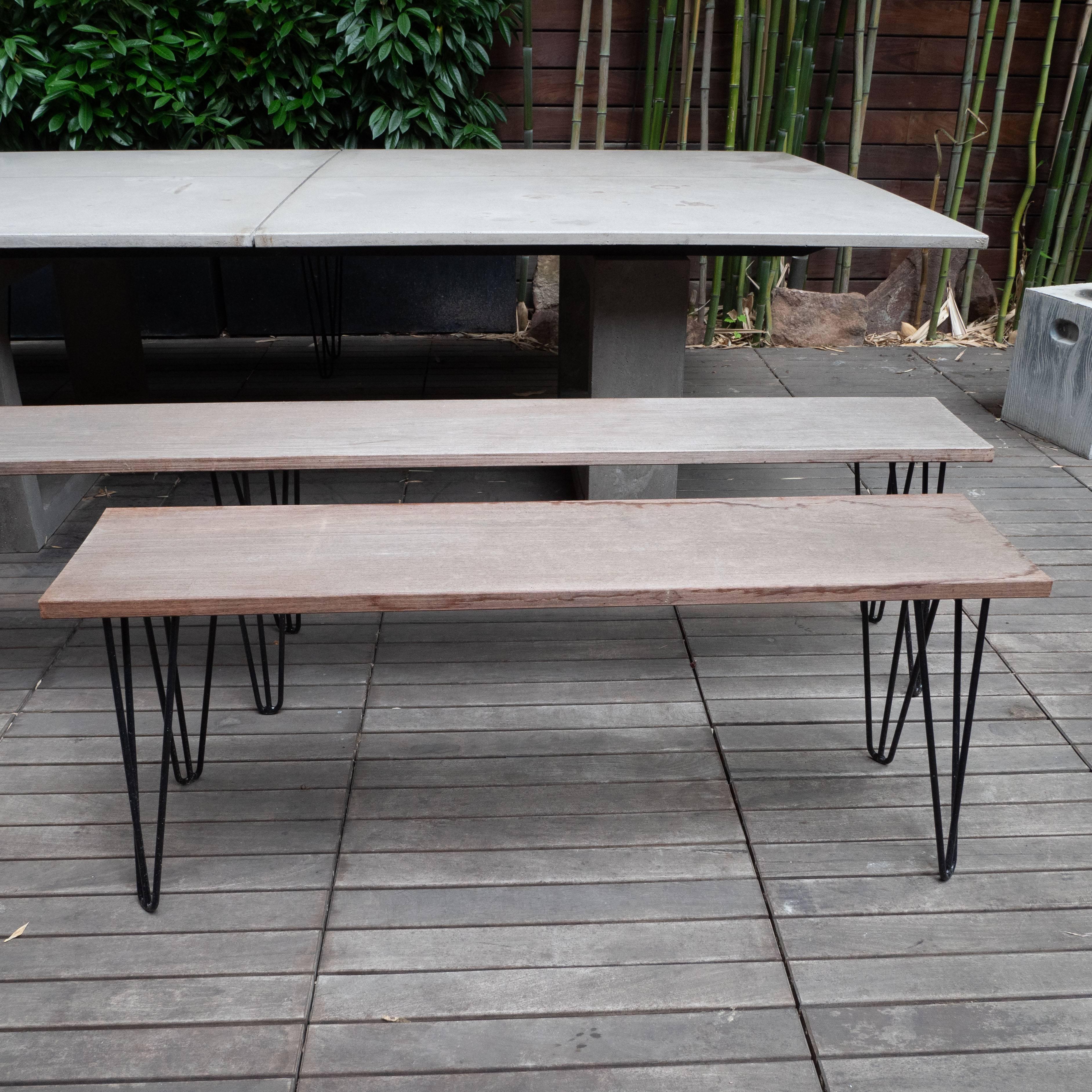 Ipe And Black Iron Hairpin Leg Bench Short For Sale At 1stdibs