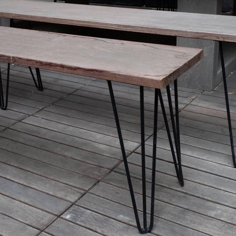 Ipe and Black Iron Hairpin Leg Bench, Long For Sale at 1stDibs ipe