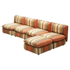 IPE Cavalli Italian Sectional Sofa in Colorful Striped Fabric