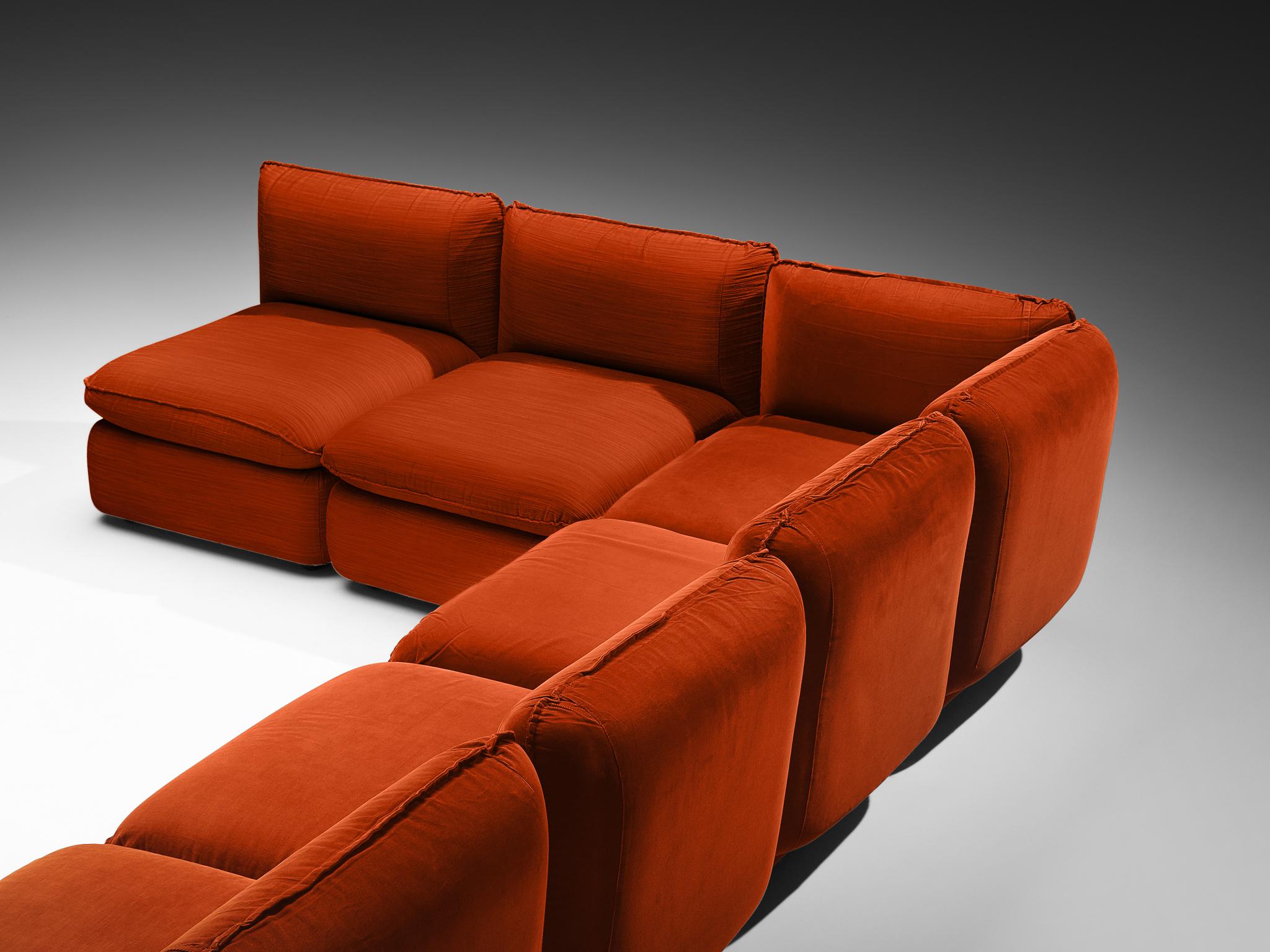 Post-Modern IPE Cavalli Italian Sectional Sofa in Red Upholstery For Sale