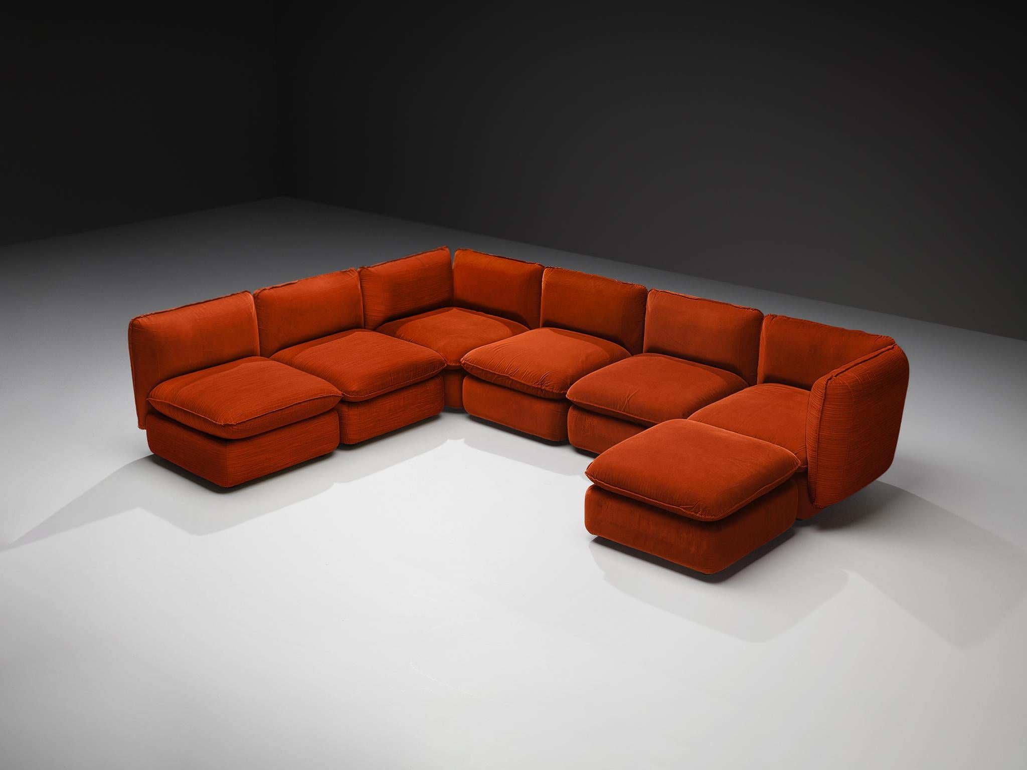 IPE Cavalli Italian Sectional Sofa in Red Upholstery In Good Condition For Sale In Waalwijk, NL