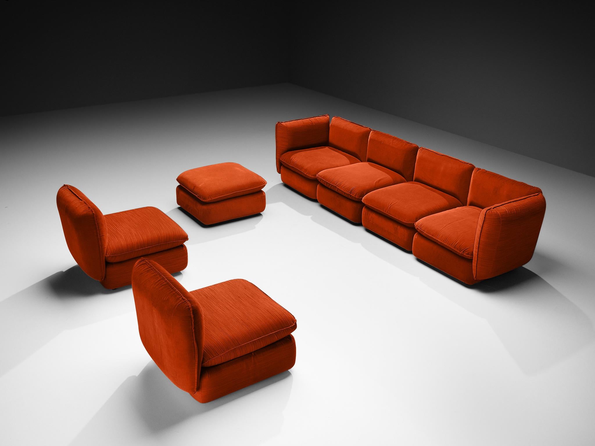 Late 20th Century IPE Cavalli Italian Sectional Sofa in Red Upholstery For Sale