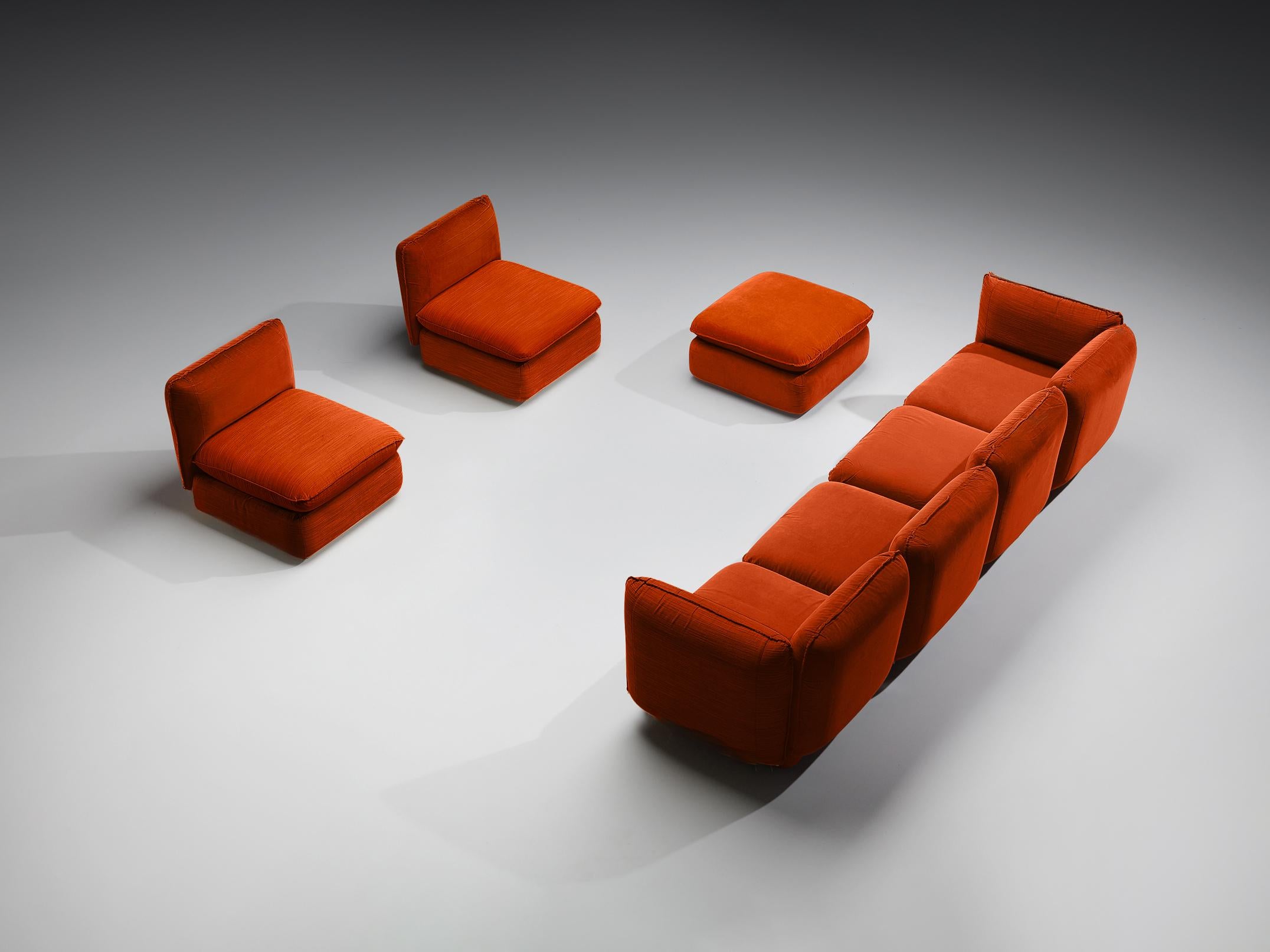 IPE Cavalli Italian Sectional Sofa in Red Upholstery For Sale 1