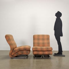 IPE Cigno Couple of Armchairs Fabric, Italy, 1970s