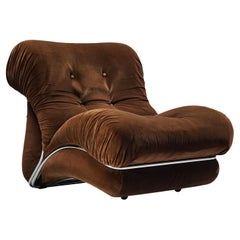 I.P.E. 'Corolla' Lounge Chair in Brown Velvet 