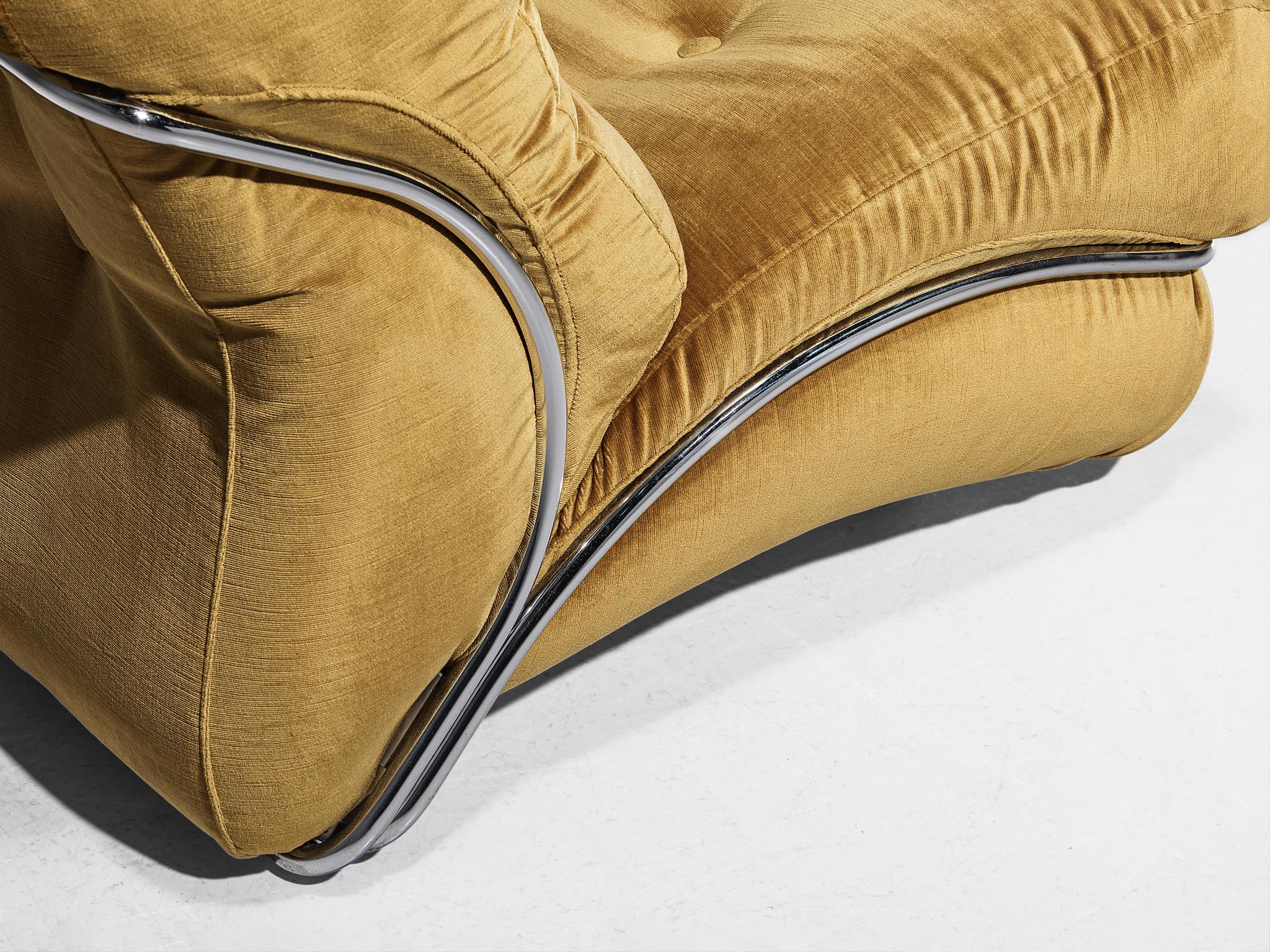 orange velvet recliner