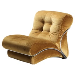 I.P.E. 'Corolla' Lounge Chair in Ochre Yellow Velvet