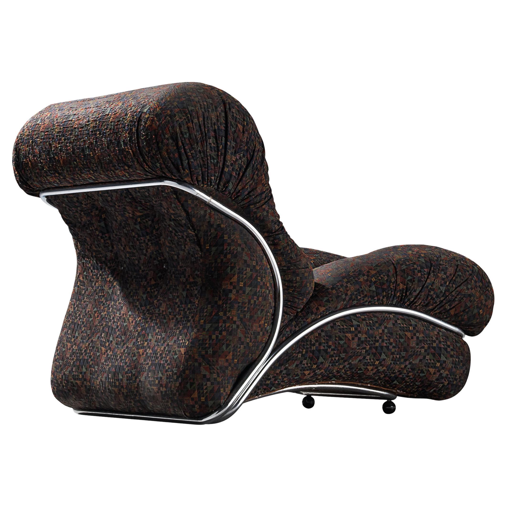 I.P.E. 'Corolla' Modular Lounge Chair in Geometric Brown Upholstery For Sale