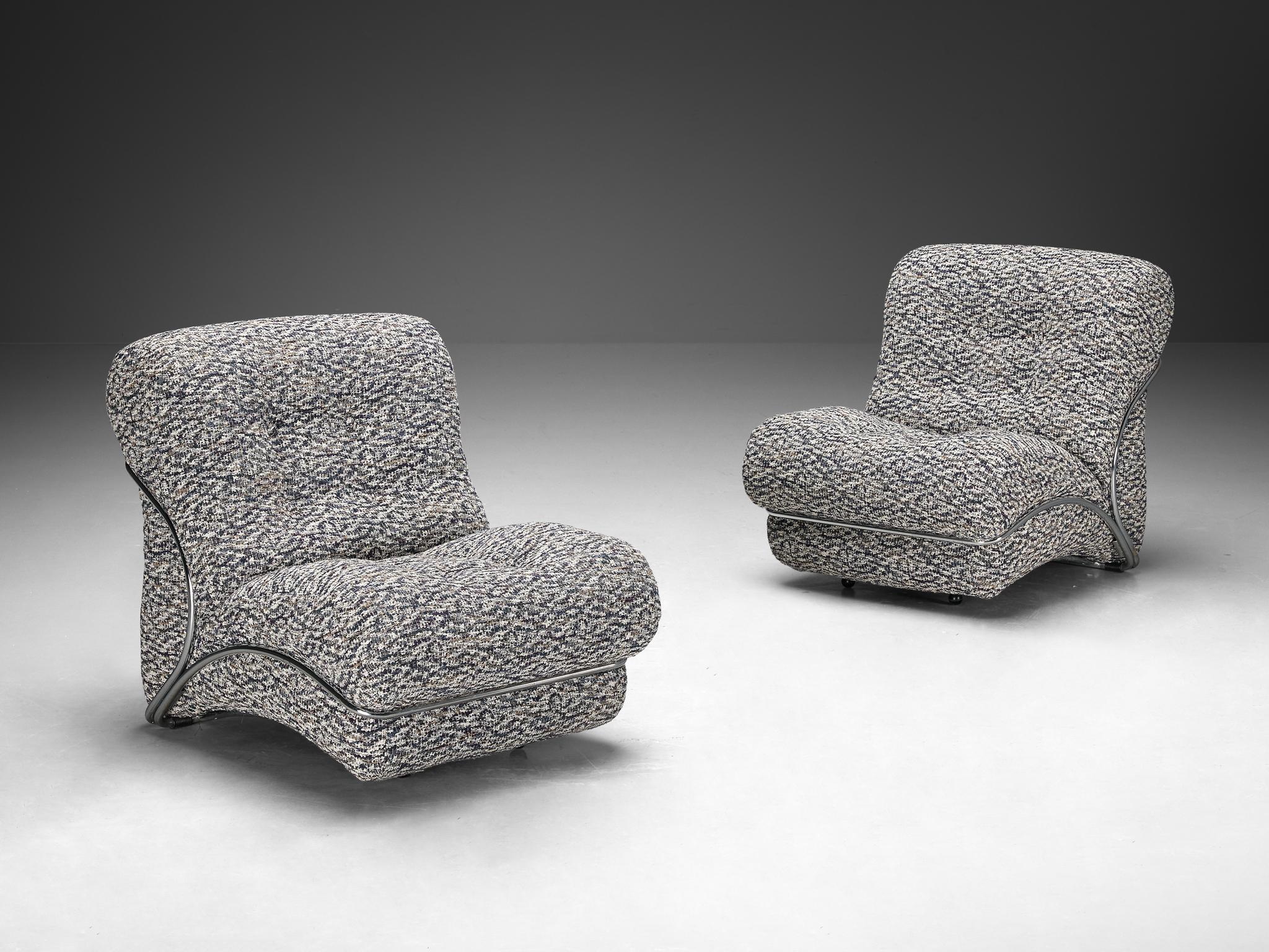 I.P.E., pair of lounge chairs model 'Corolla', reupholstered in Casamance 