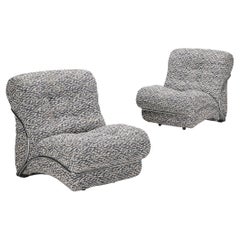 I.P.E. Pair of 'Corolla' Lounge Chairs in Patterned Upholstery 