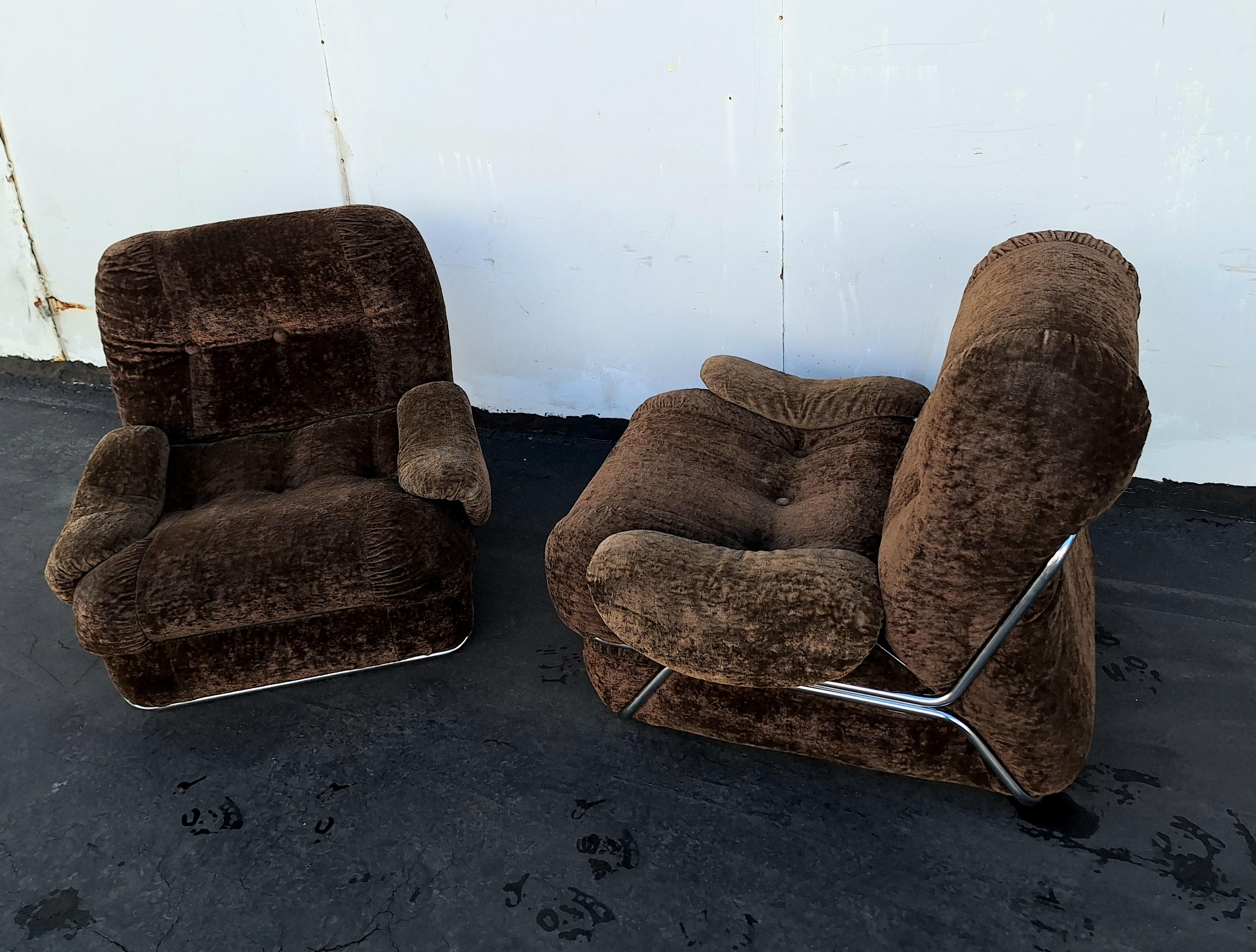 Chrome Paire de chaises longues I+P.E. en vente