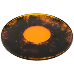 IPI Milan Rotating Tray, Tortoise Plexiglass, Italy, 1980s Lucite