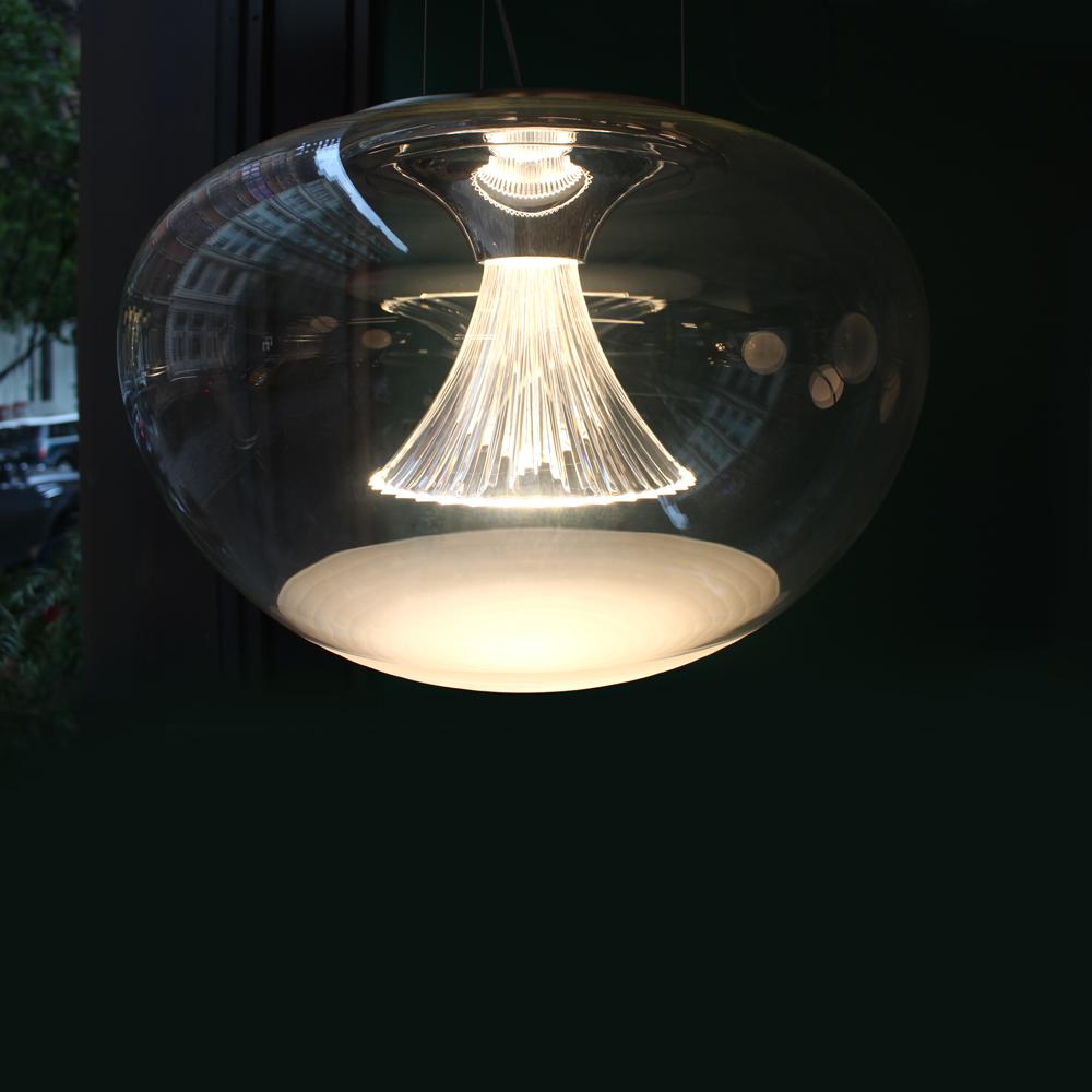Ipno Dimmable Glass Pendant in Clear by Michele De Lucchi In New Condition For Sale In Hicksville, NY