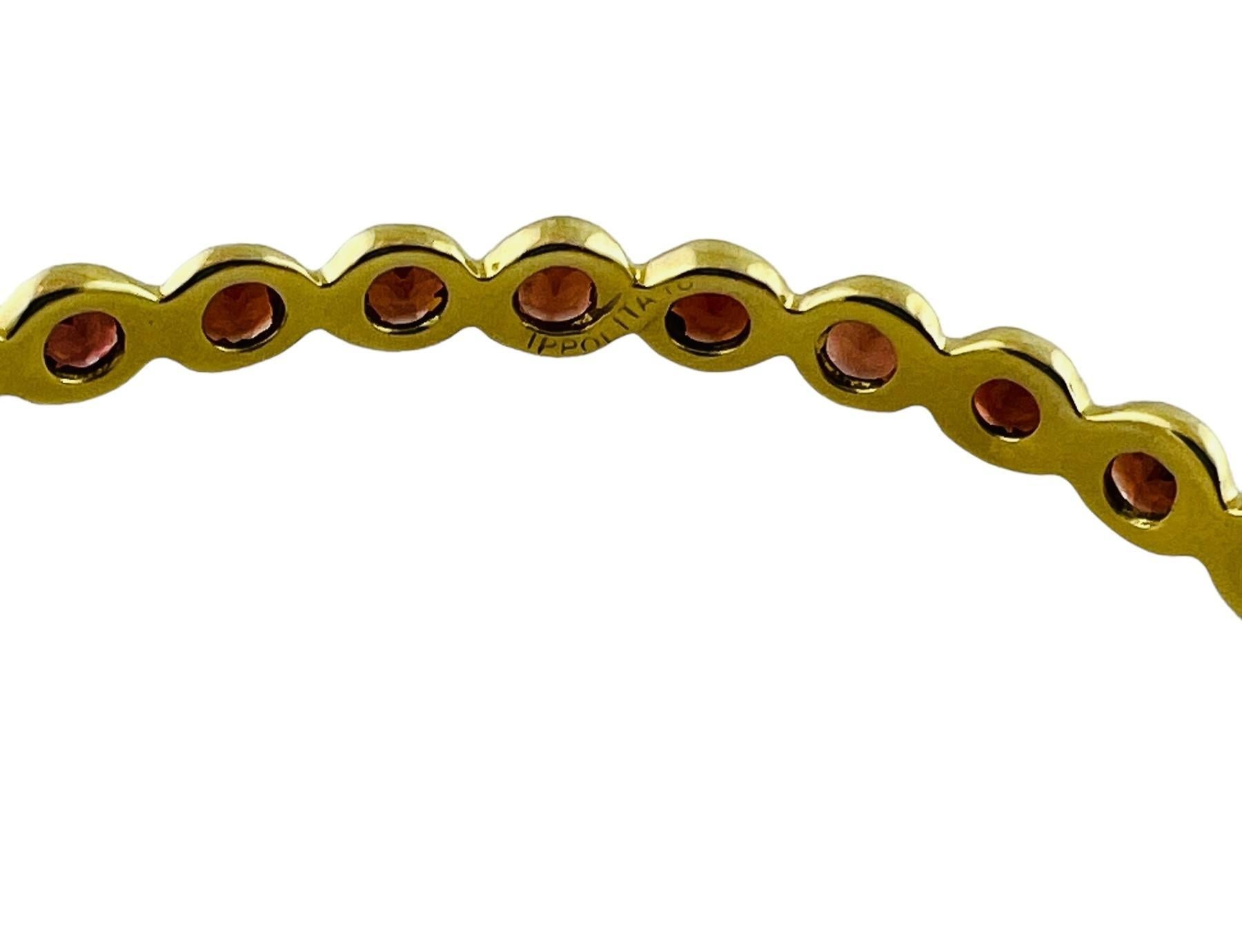 Round Cut Ippolita 14K Yellow Gold Garnet Bangle Bracelet #16546