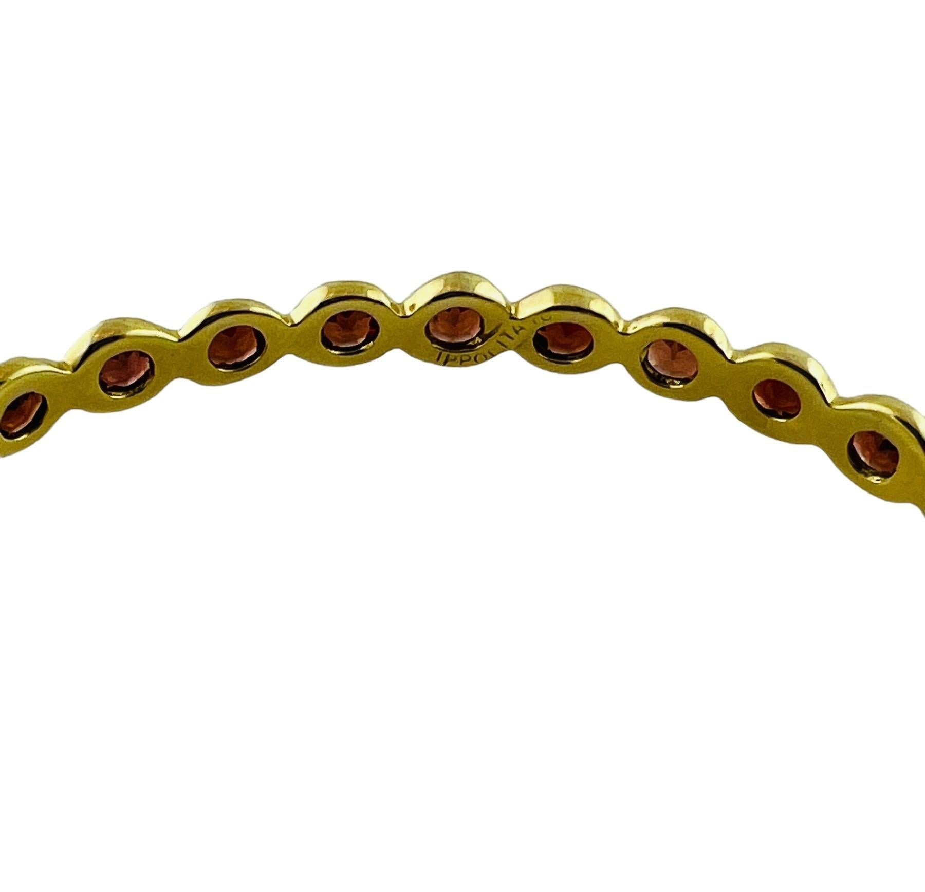 Ippolita 14K Yellow Gold Garnet Bangle Bracelet #16546 In Good Condition In Washington Depot, CT