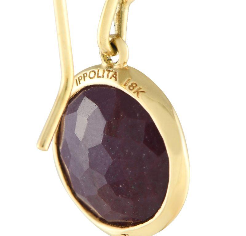 Round Cut Ippolita 14K Yellow Gold Ruby Earrings