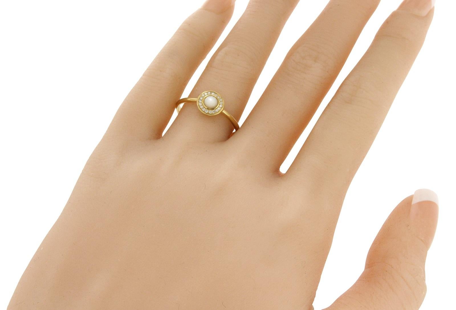 Women's Ippolita 18 Karat Gold Lollipop Mini Mother-of-Pearl and Diamond Ring