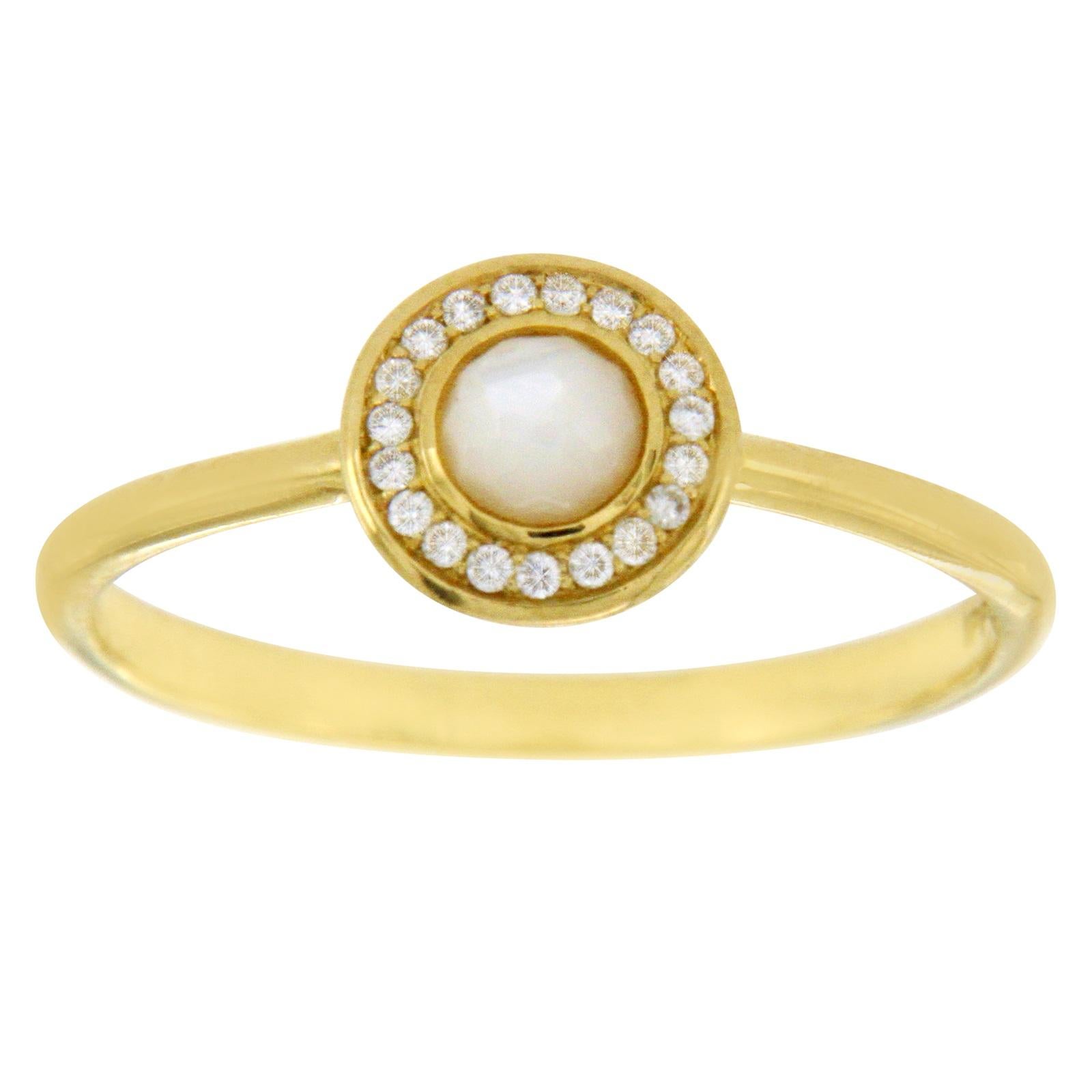 Ippolita 18 Karat Gold Lollipop Mini Mother-of-Pearl and Diamond Ring