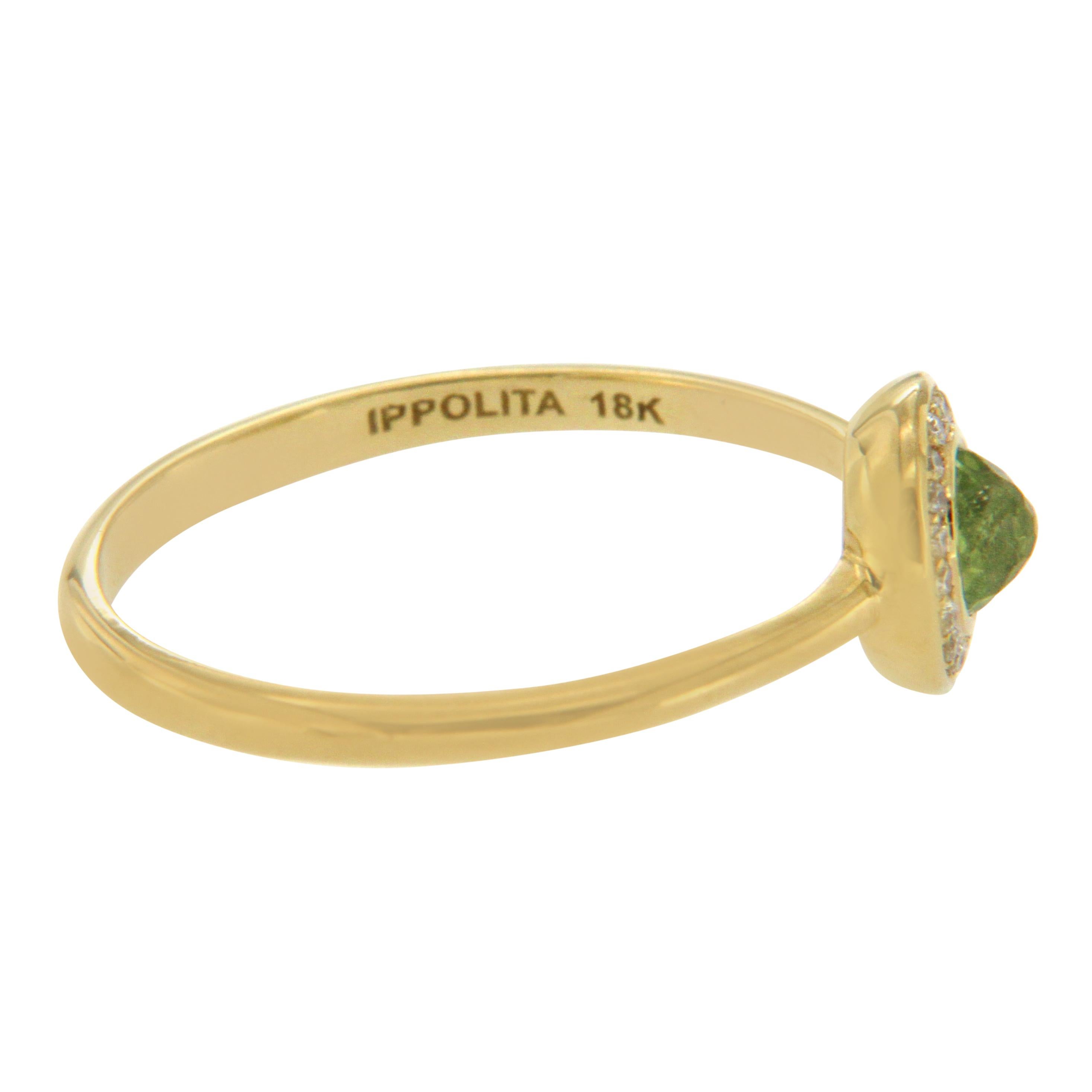 Women's Ippolita 18 Karat Gold Lollipop Mini Peridot and Diamond Size Ring