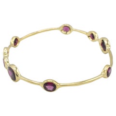 Ippolita 18 Karat Yellow Gold Rubellite Pink Rock Candy Station Bangle Bracelet