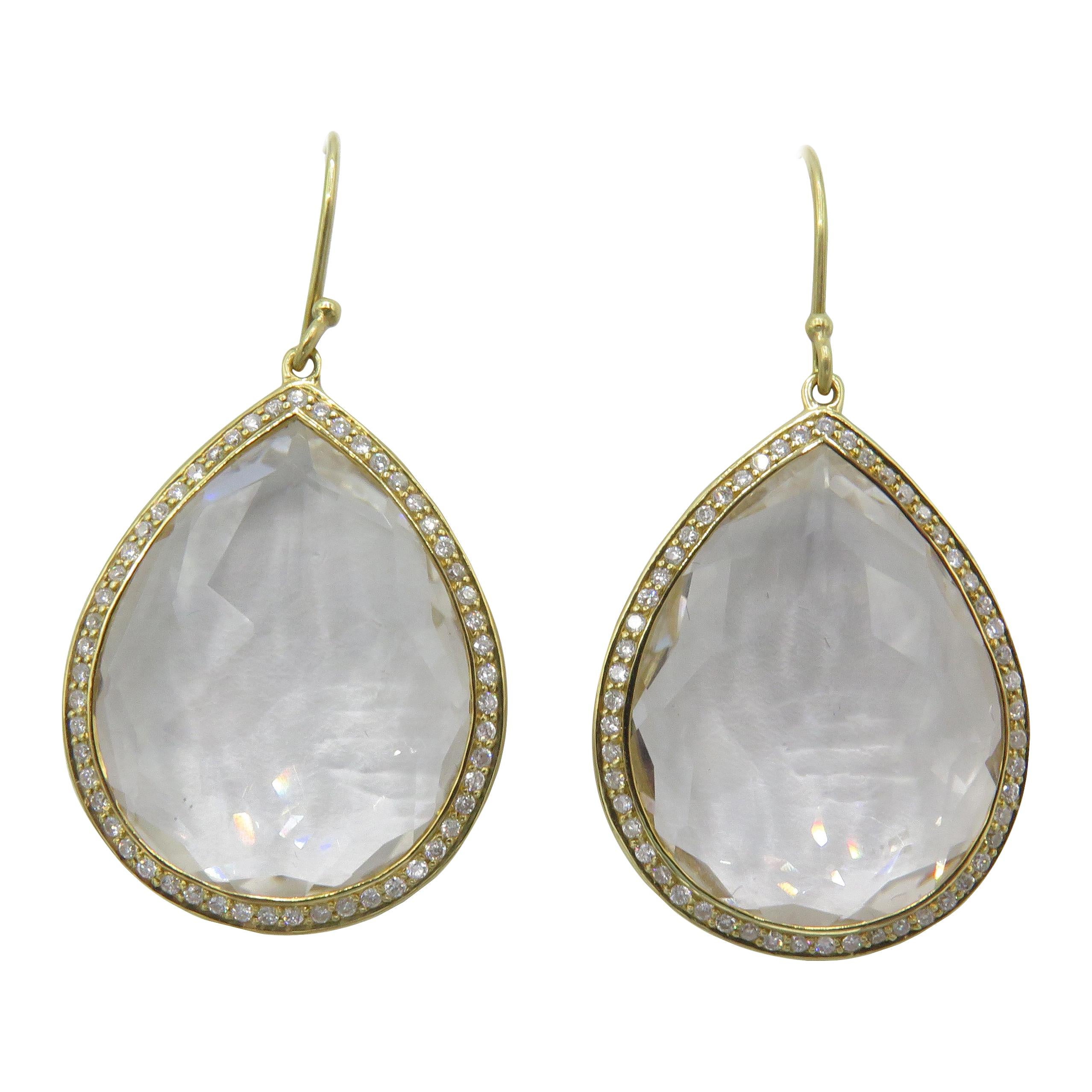 Ippolita, boucles d'oreilles Lollipop en or jaune 18 carats et quartz avec diamants