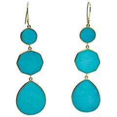 Ippolita 18 Karat Yellow Gold and Turquoise Rock Candy Drop Earrings
