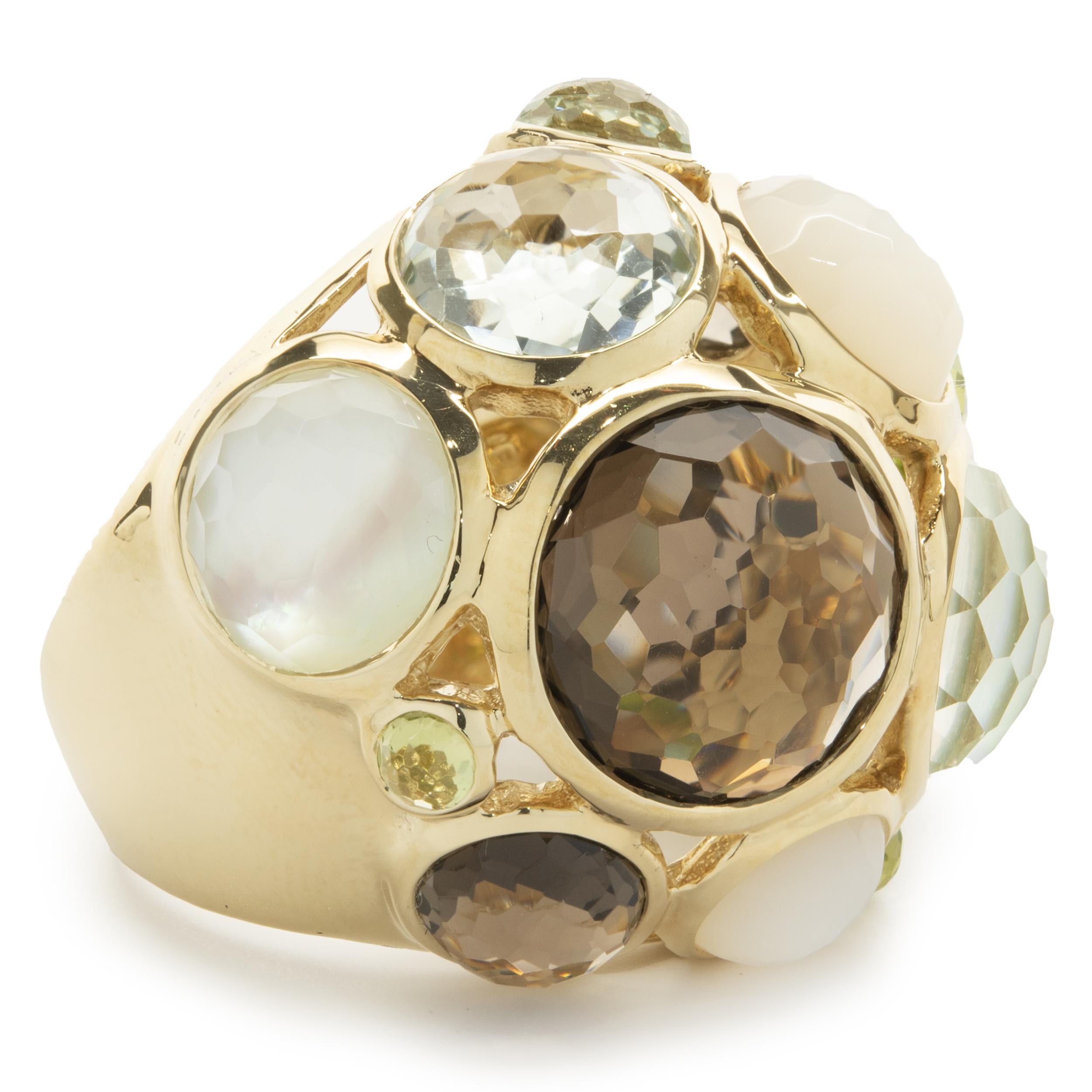 Designer: Ippolita
Material: 18K yellow gold
Weight: 18.66 grams
Dimensions: ring top measures 27.7mm wide
Size: 7 (please allow 2 additional days for sizing)
