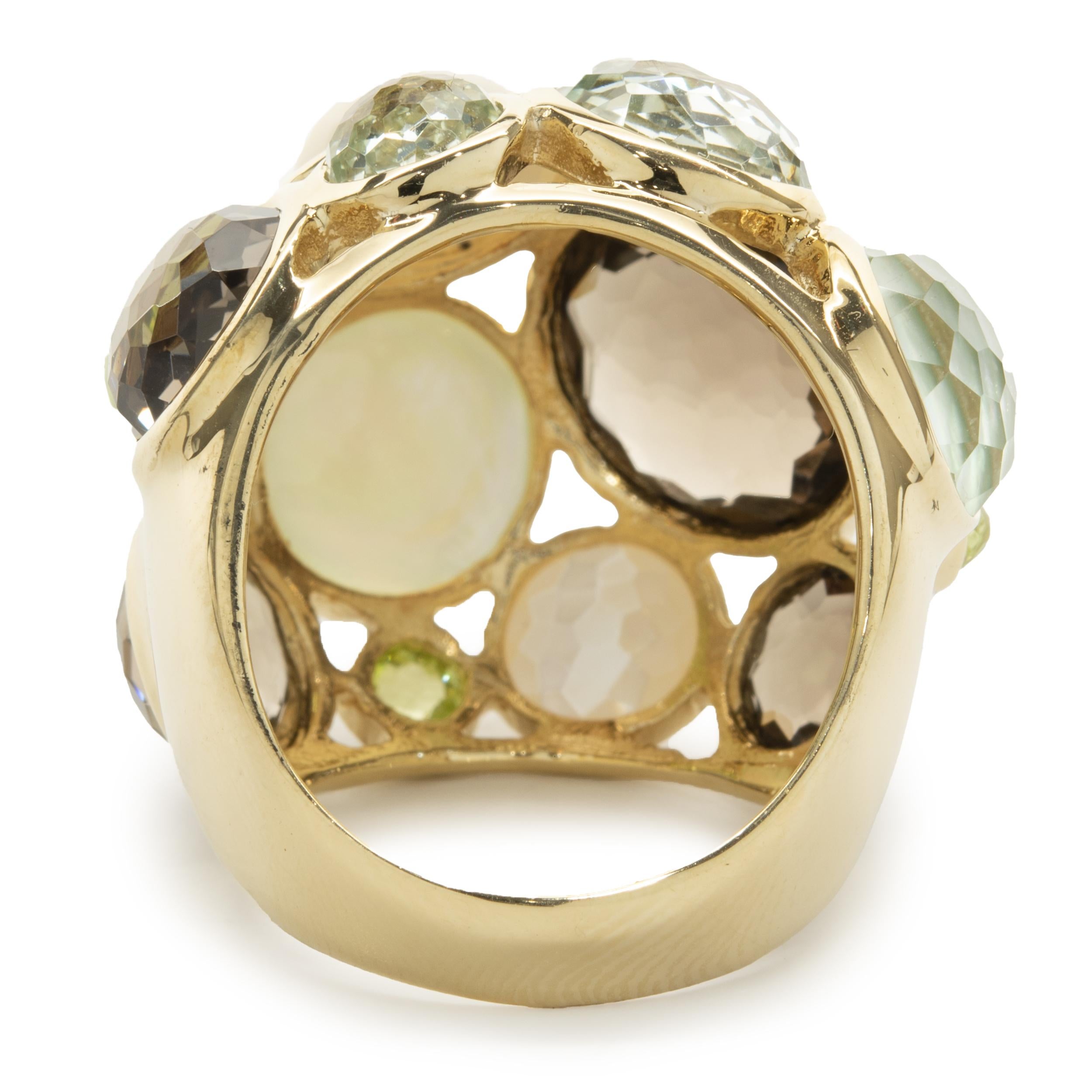 Round Cut Ippolita 18 Karat Yellow Gold Bezel Set Multi Gemstone Dome Ring For Sale