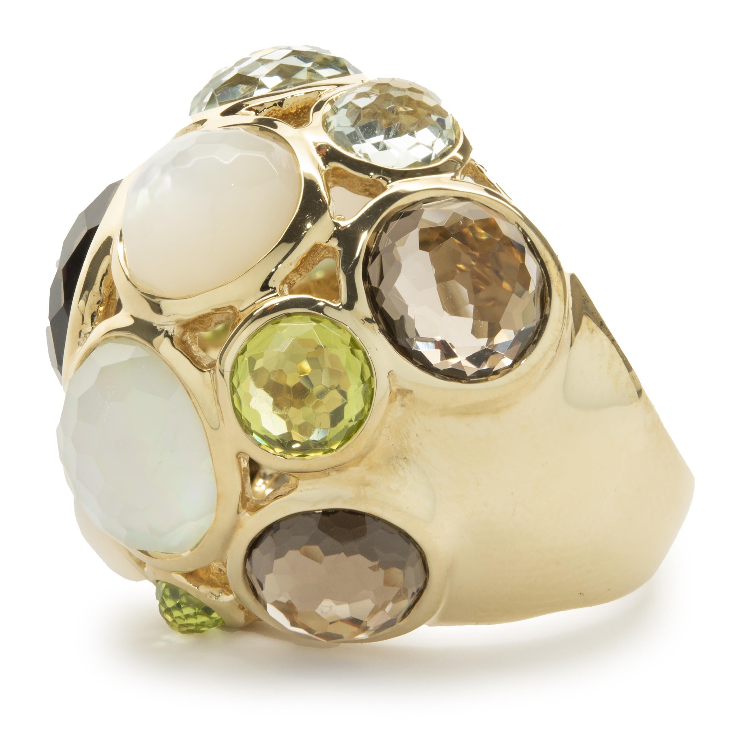 Ippolita 18 Karat Yellow Gold Bezel Set Multi Gemstone Dome Ring In Excellent Condition In Scottsdale, AZ